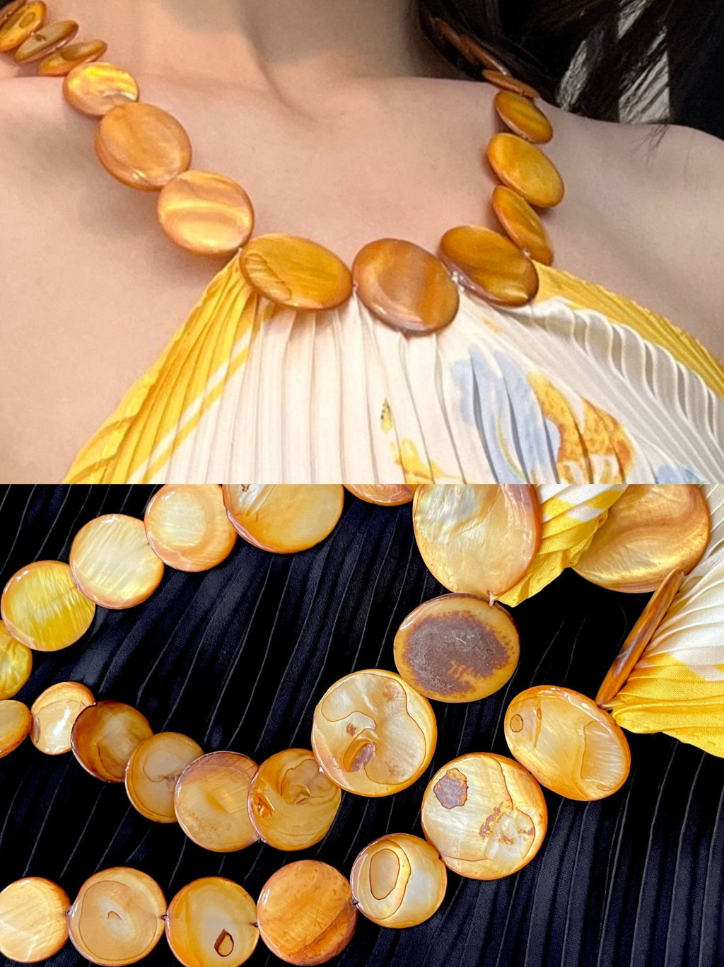 ANTIMOON_Marigold_Botanical_Print_Pleated_Shell_Scarf_Women's_Polyester_Halter_Tops_810650491787_MISSTT