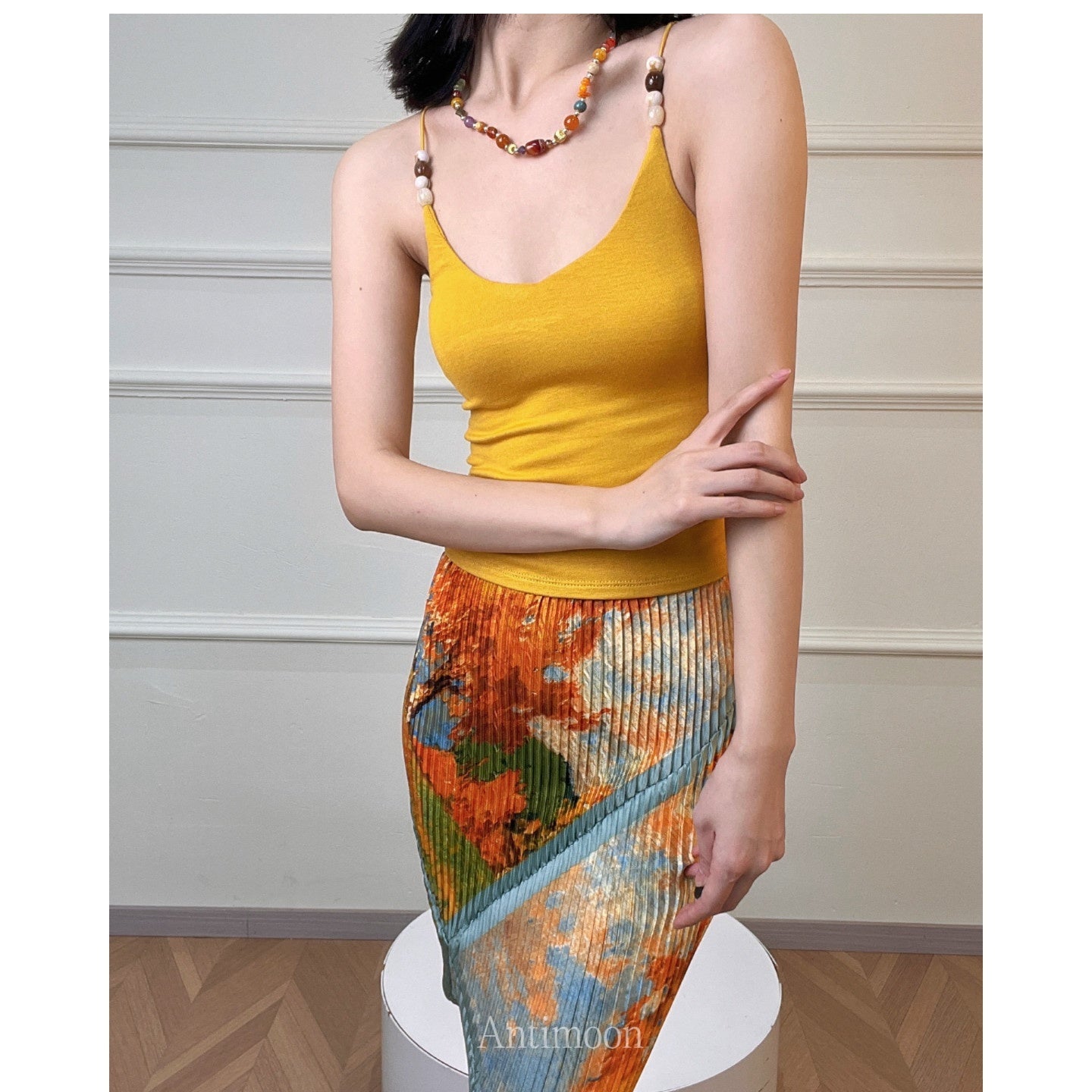 ANTIMOON_Multicolor_Beaded_Halter_V-neck_Ribbon_Slim_Knit_Women's_Viscose_Tank_Tops_1032452965739_MISSTT