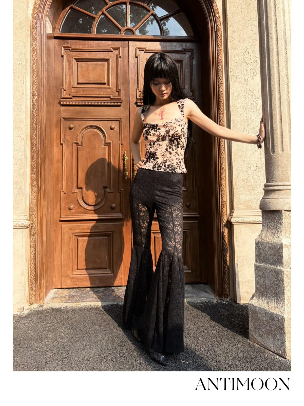 ANTIMOON New Chinese Style Ink Splatter Mesh Square Neck Women's Polyester Tank Tops
