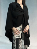 ANTIMOON One Piece Draped Knit Soft Loose Black Women's Cotton Blend Boleros & Shrugs