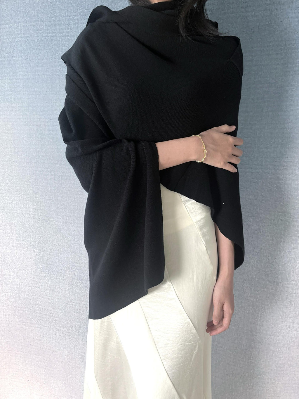 ANTIMOON One Piece Draped Knit Soft Loose Black Women's Cotton Blend Boleros & Shrugs
