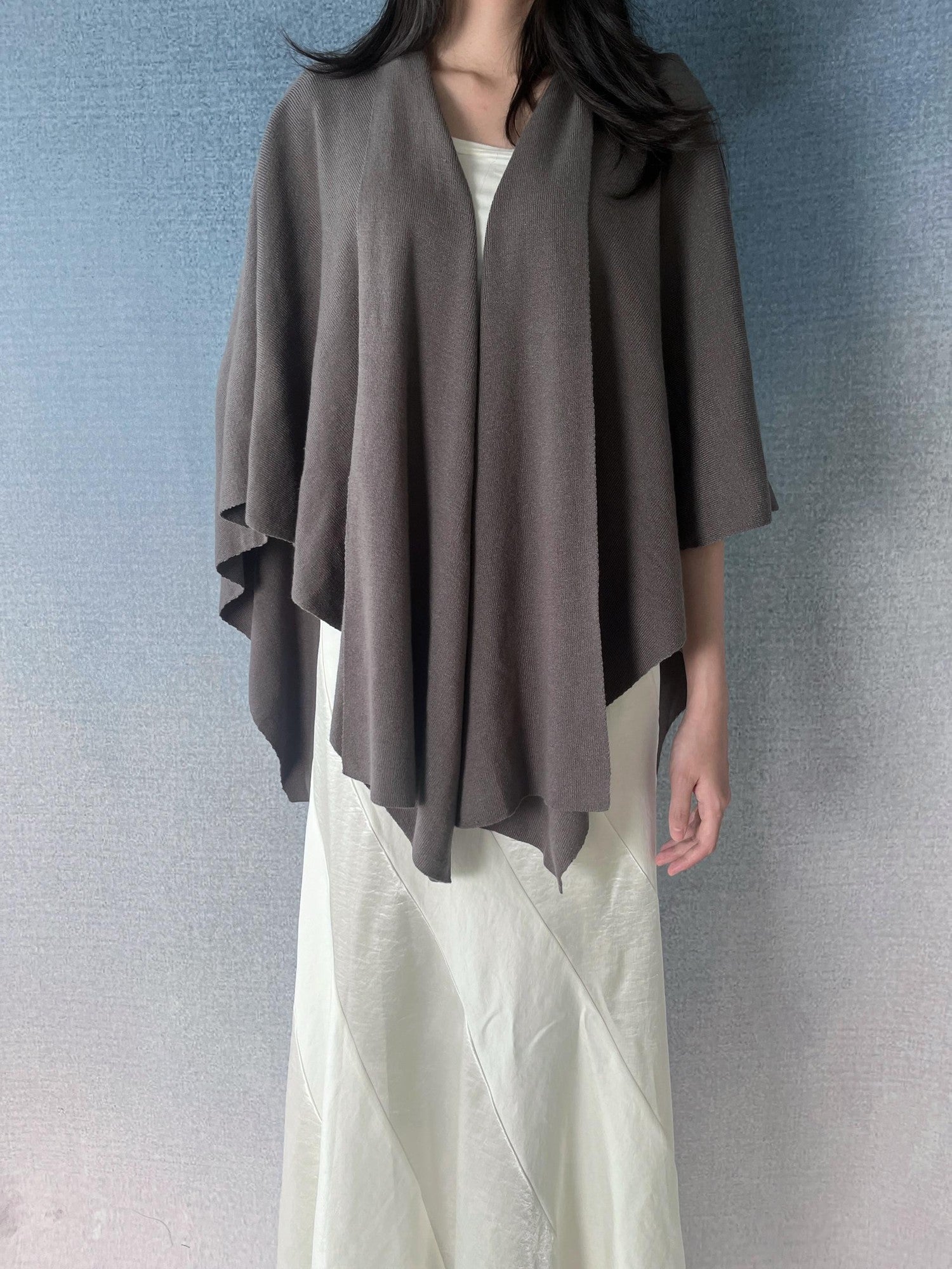 ANTIMOON One Piece Draped Knit Soft Loose Black Women's Cotton Blend Boleros & Shrugs