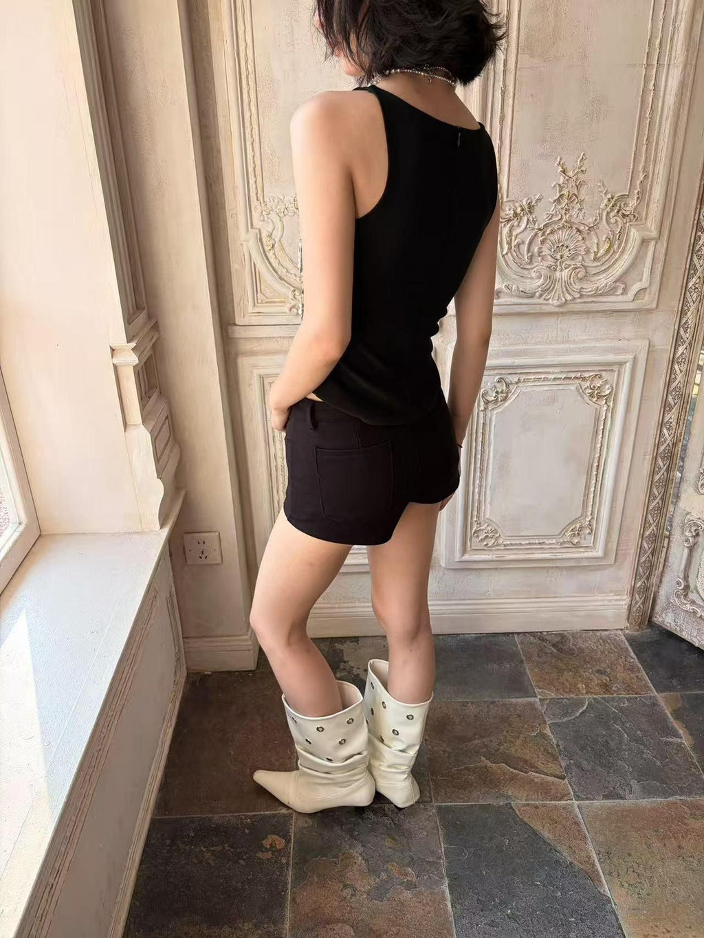 ANTIMOON One Shoulder Waist Cinched Polyester Women's Tank Tops