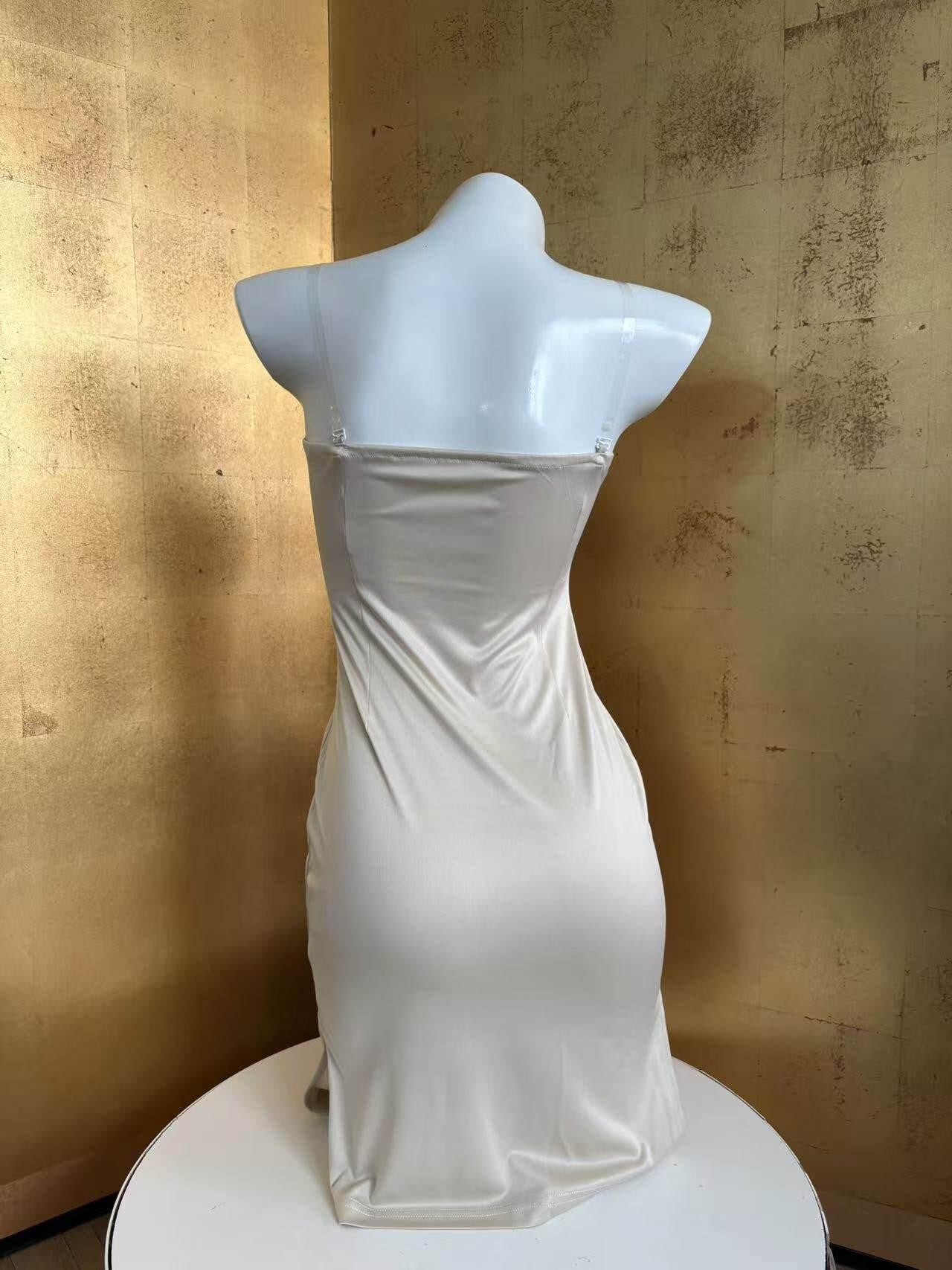 ANTIMOON Pearl Cutwork Jacquard Slim Sleeveless Women's Viscose Cheongsam Dresses
