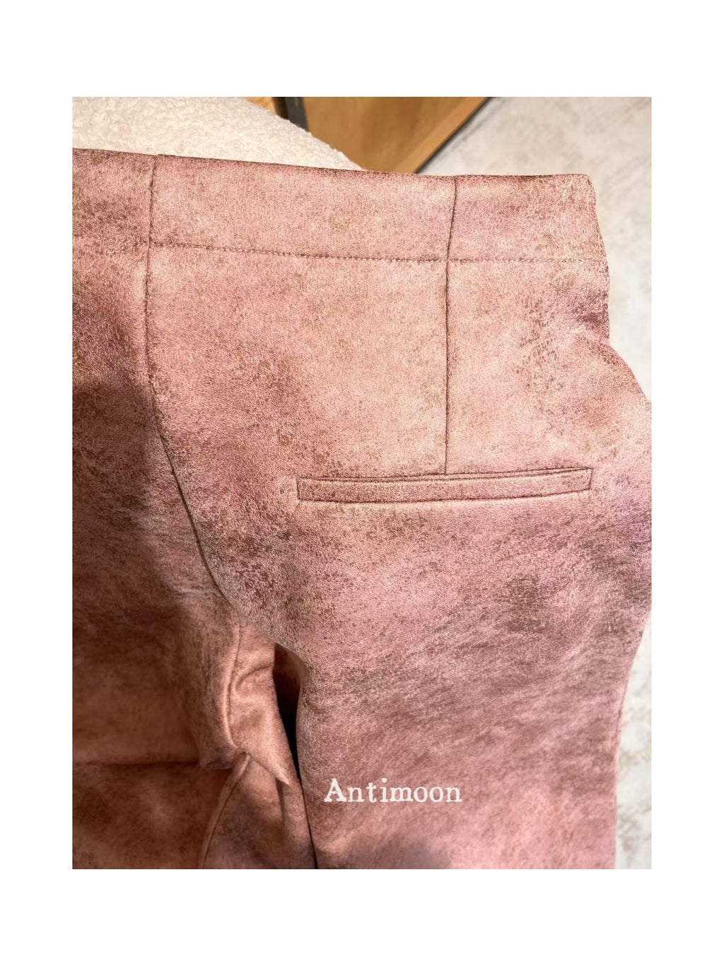 ANTIMOON Pink Coffee Mottled Suede Drapey Women's Polyester Palazzo Pants