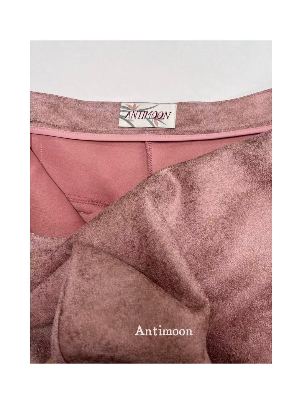 ANTIMOON Pink Coffee Mottled Suede Drapey Women's Polyester Palazzo Pants