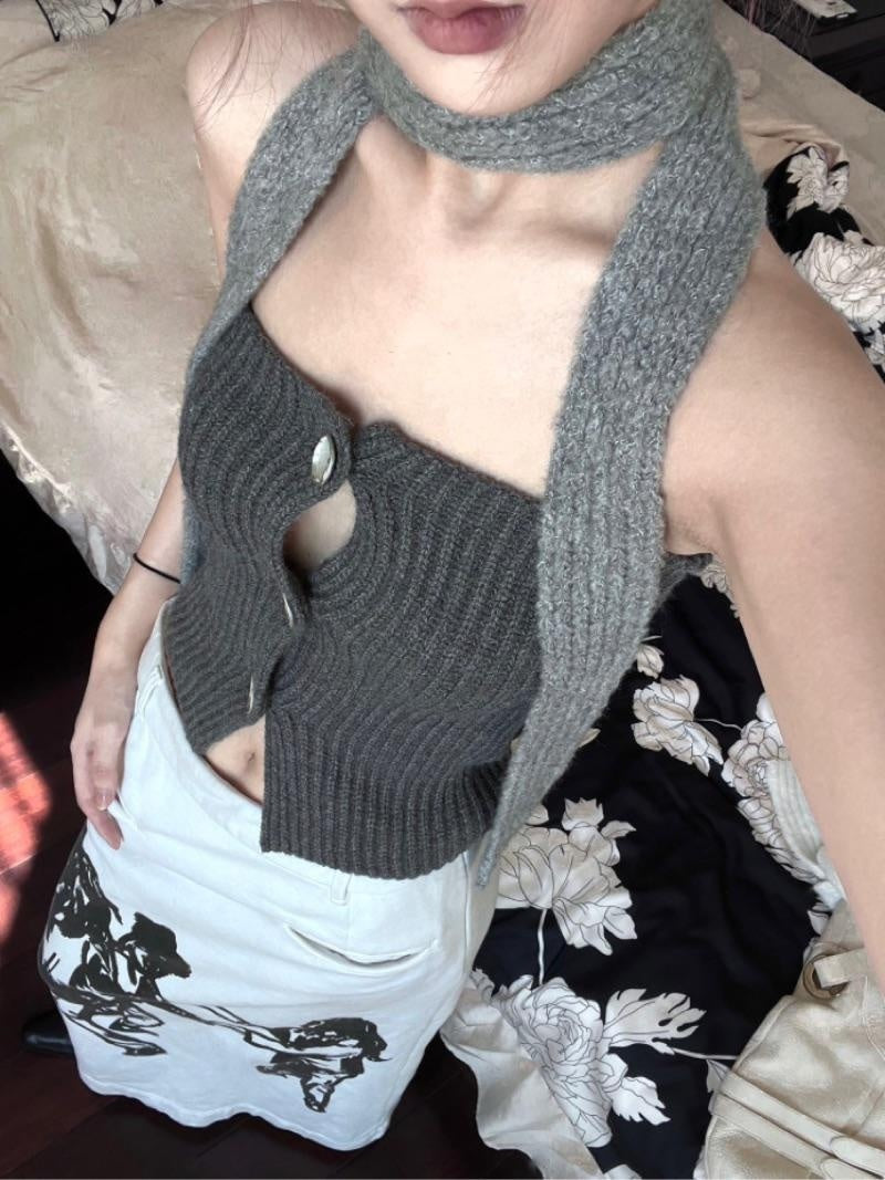 ANTIMOON_Playful_Knit_Halter_With_Scarf_Two_Piece_Women's_Polyester_Tube_Tops_775552961357_MISSTT