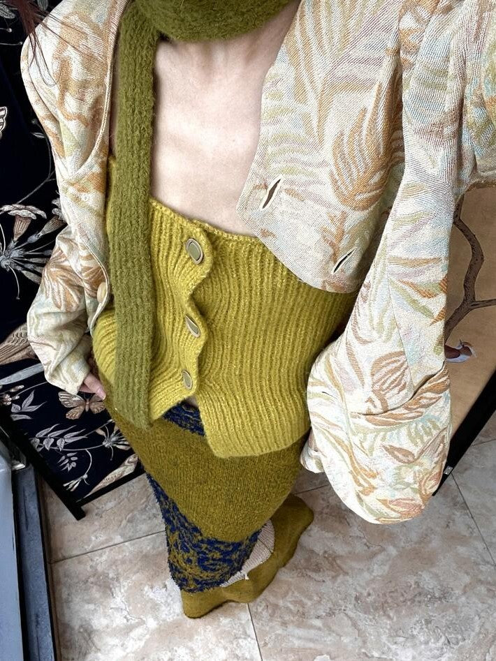 ANTIMOON Playful Knit Halter With Scarf Two Piece Women's Polyester Tube Tops