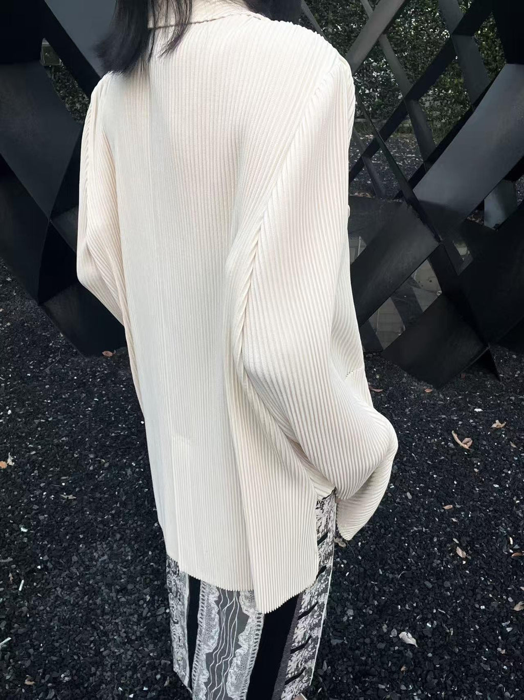 ANTIMOON Pleated Texture Wrinkle Free Casual Women's Beige Black Orange Blazers