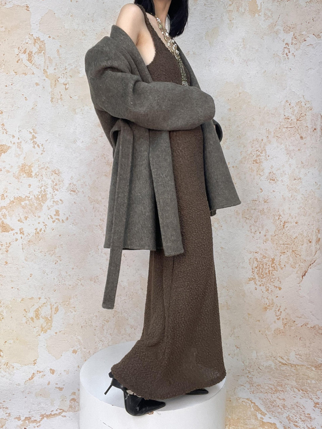 ANTIMOON Retro Urban Handmade Double Face Padded Shoulders Women's Wool Coats