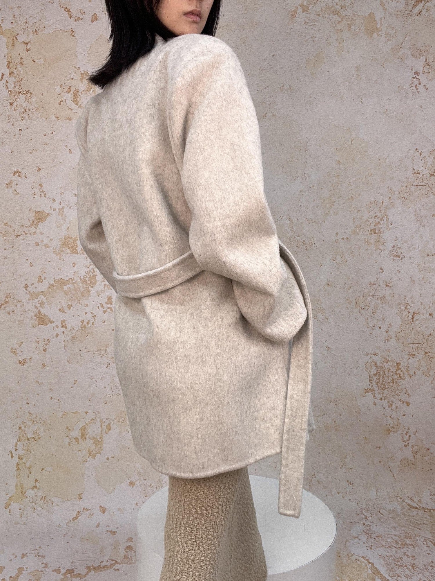 ANTIMOON Retro Urban Handmade Double Face Padded Shoulders Women's Wool Coats