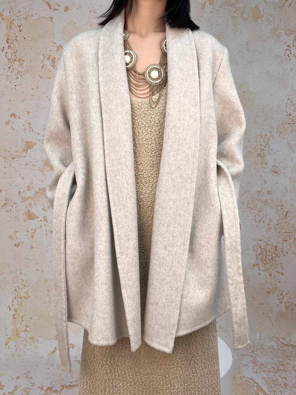 ANTIMOON Retro Urban Handmade Double Face Padded Shoulders Women's Wool Coats