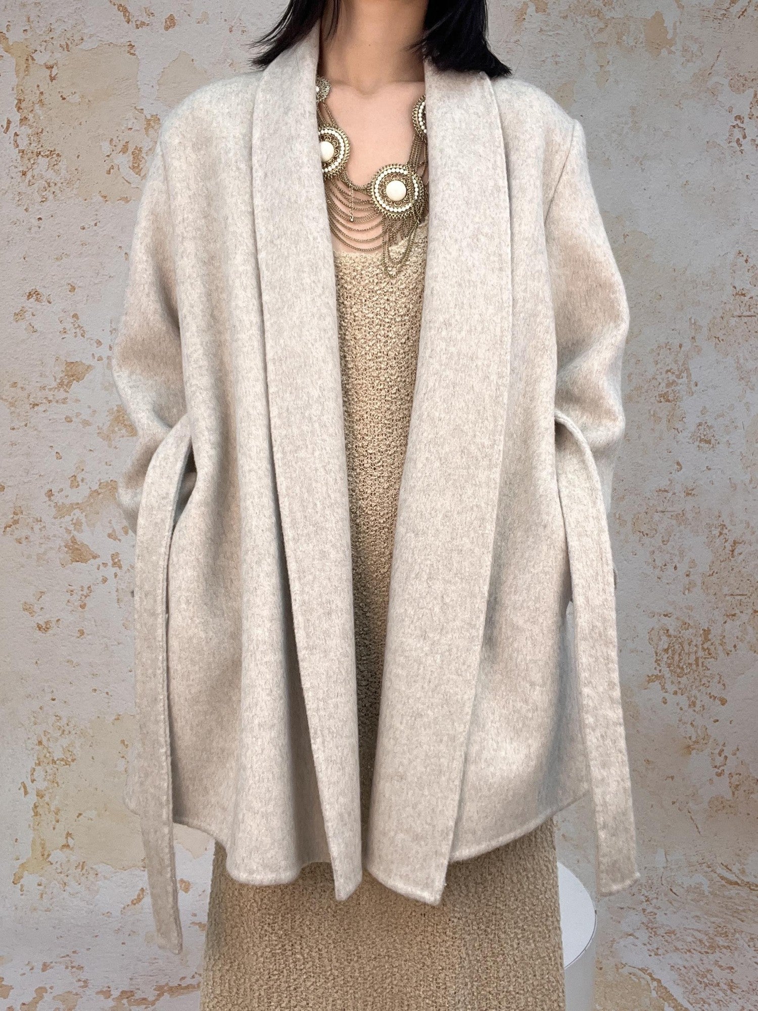 ANTIMOON Retro Urban Handmade Double Face Padded Shoulders Women's Wool Coats