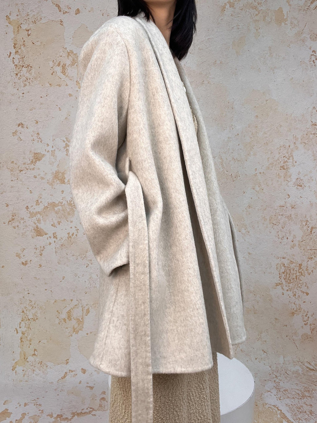 ANTIMOON Retro Urban Handmade Double Face Padded Shoulders Women's Wool Coats