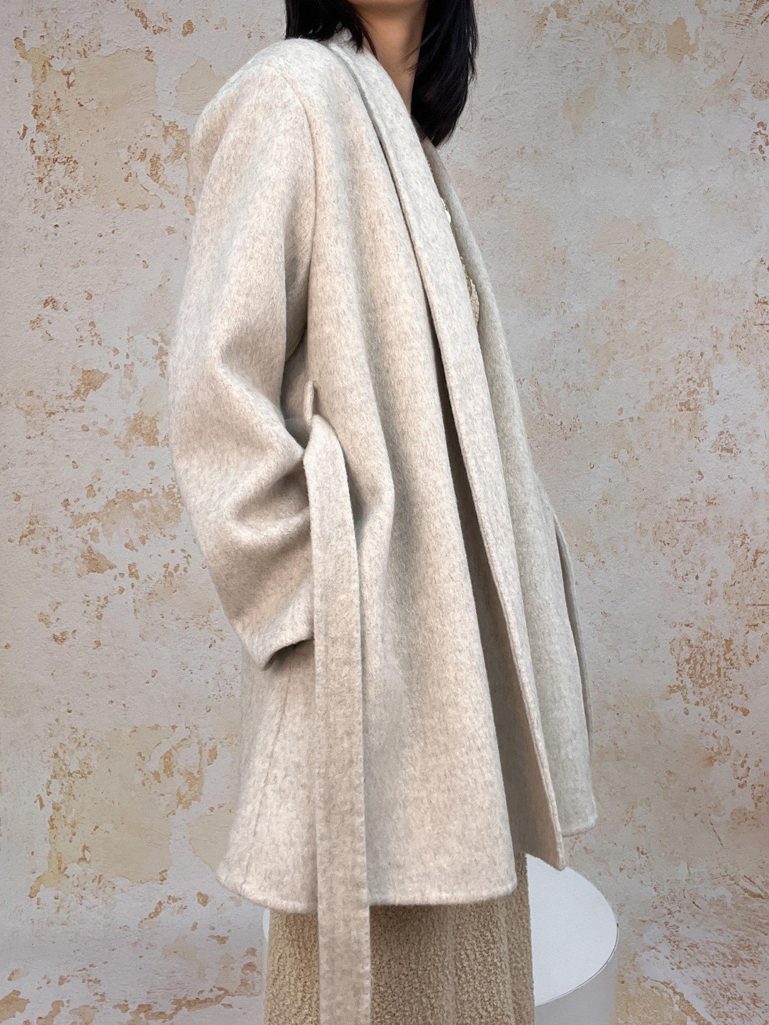 ANTIMOON Retro Urban Handmade Double Face Padded Shoulders Women's Wool Coats
