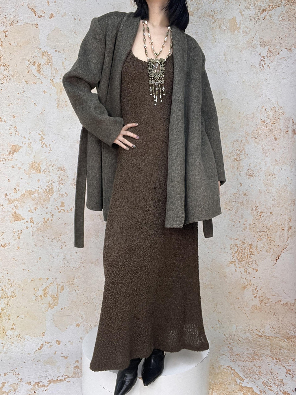 ANTIMOON Retro Urban Handmade Double Face Padded Shoulders Women's Wool Coats