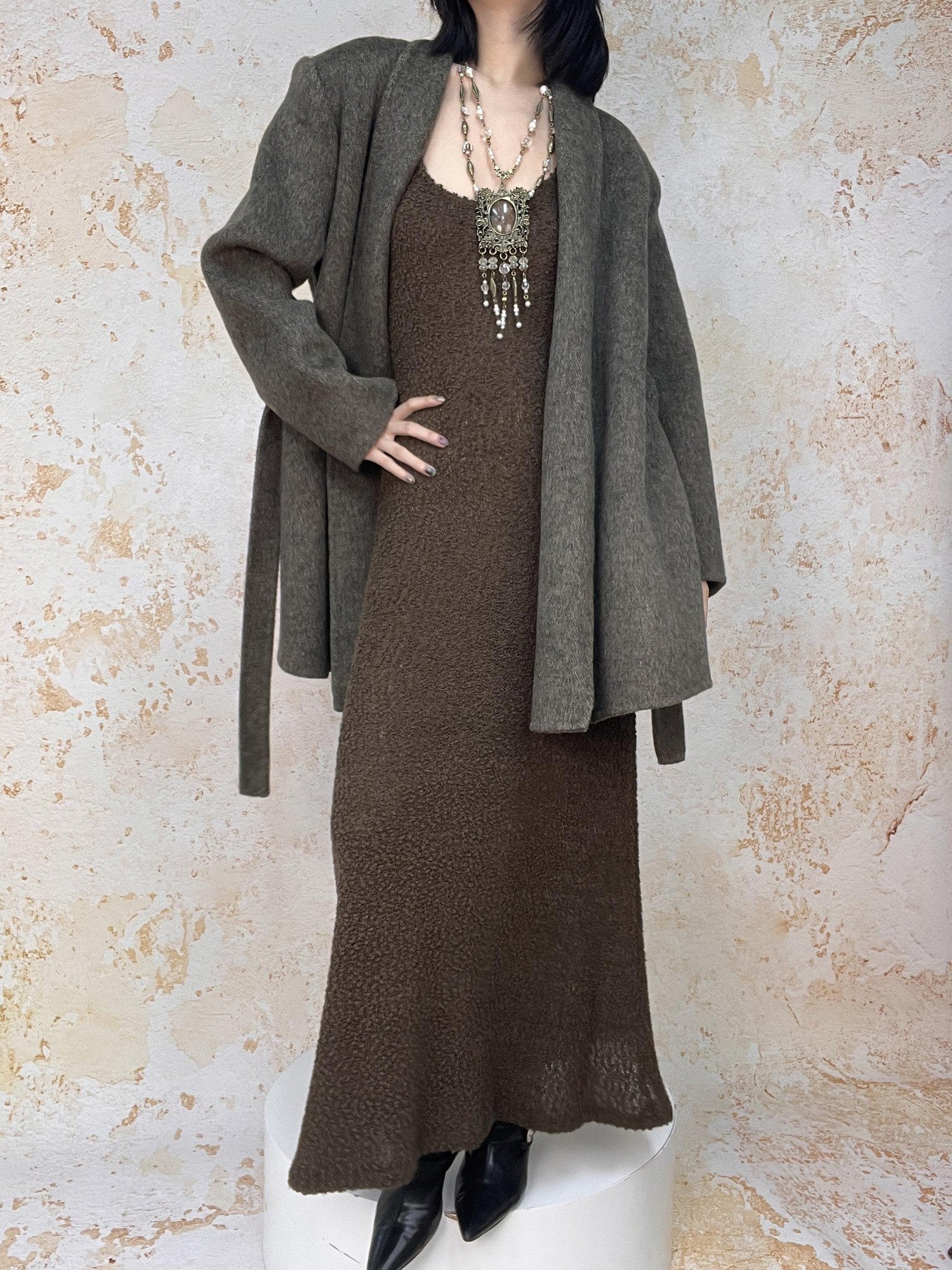 ANTIMOON Retro Urban Handmade Double Face Padded Shoulders Women's Wool Coats