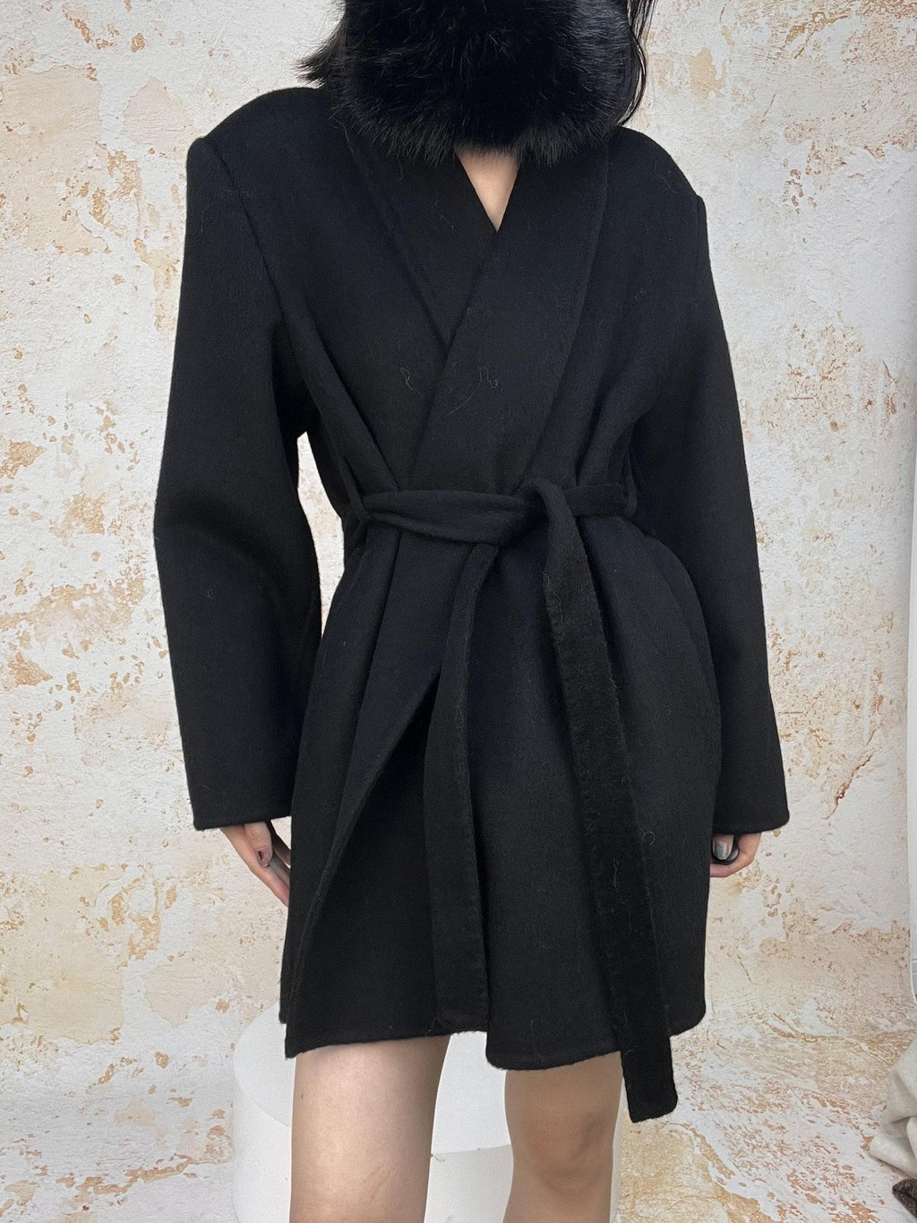 ANTIMOON Retro Urban Handmade Double Face Padded Shoulders Women's Wool Coats