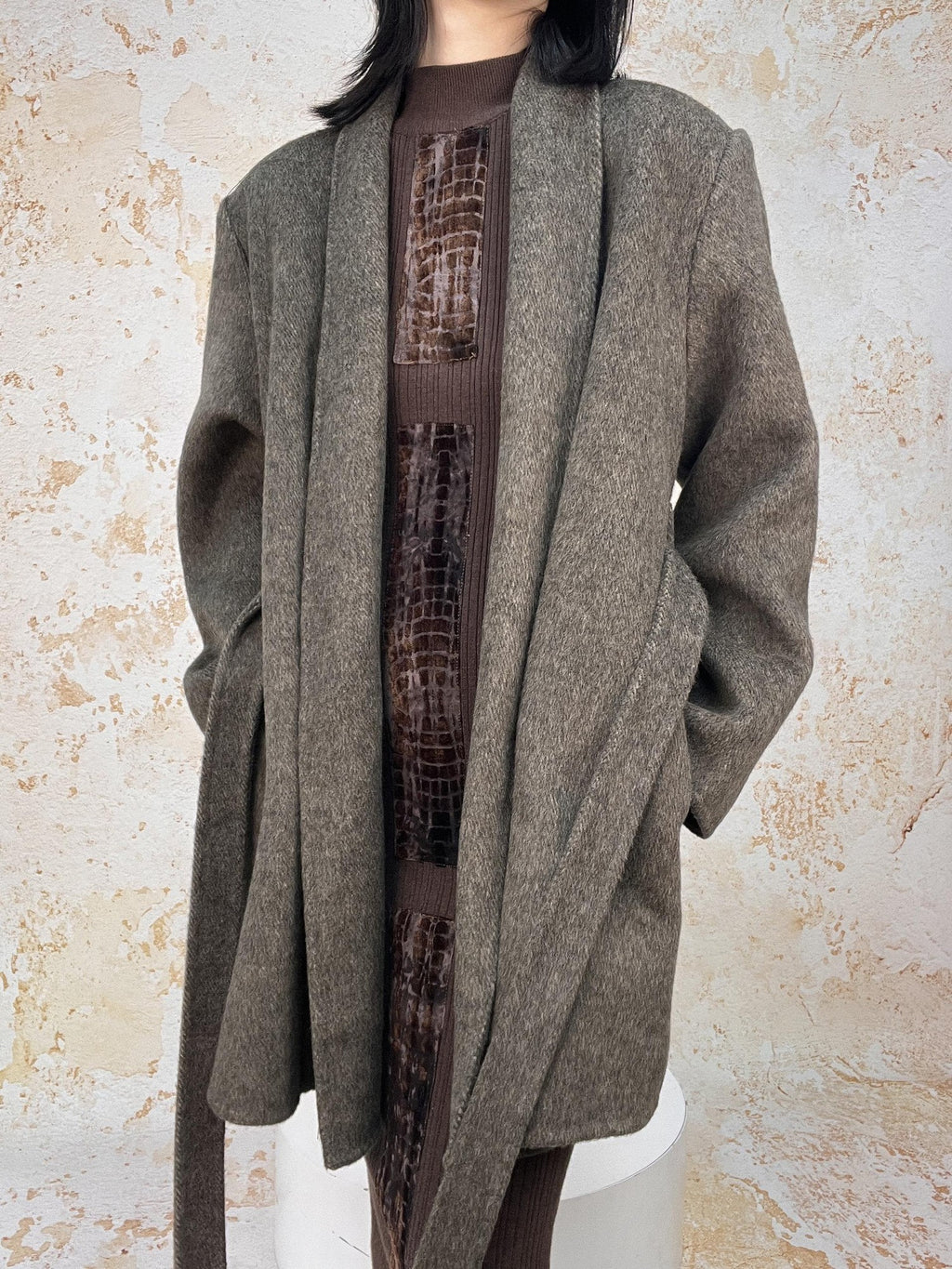 ANTIMOON Retro Urban Handmade Double Face Padded Shoulders Women's Wool Coats