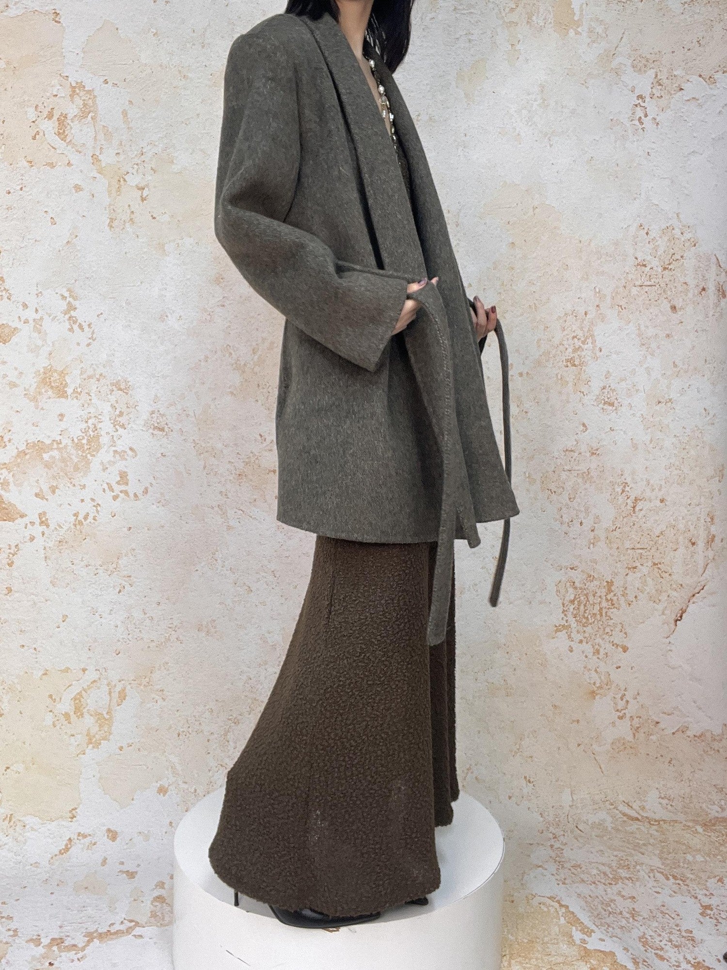 ANTIMOON Retro Urban Handmade Double Face Padded Shoulders Women's Wool Coats