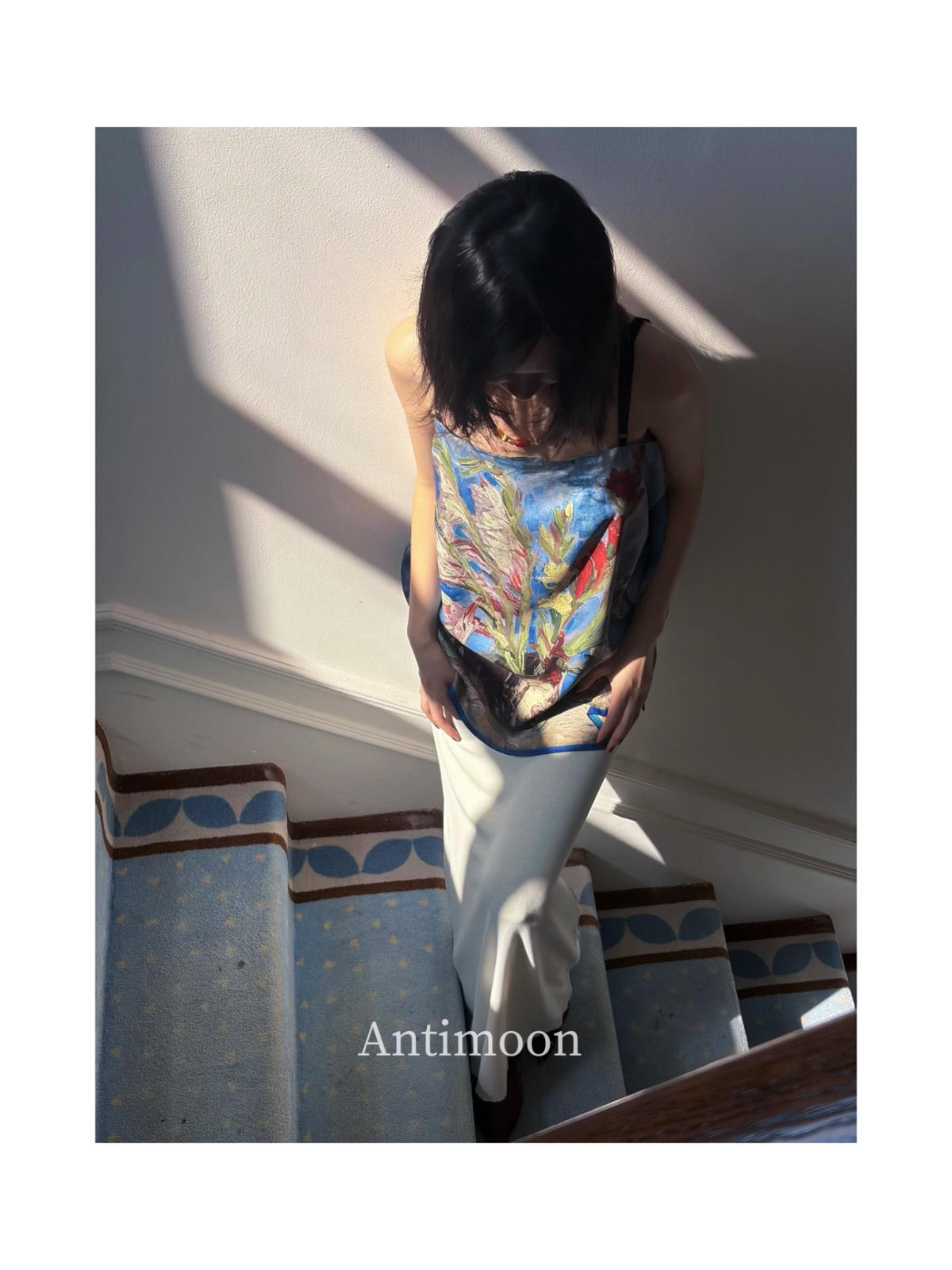 ANTIMOON Reversible Oil Painting Print New Chinese Style Women's Polyester Camisoles