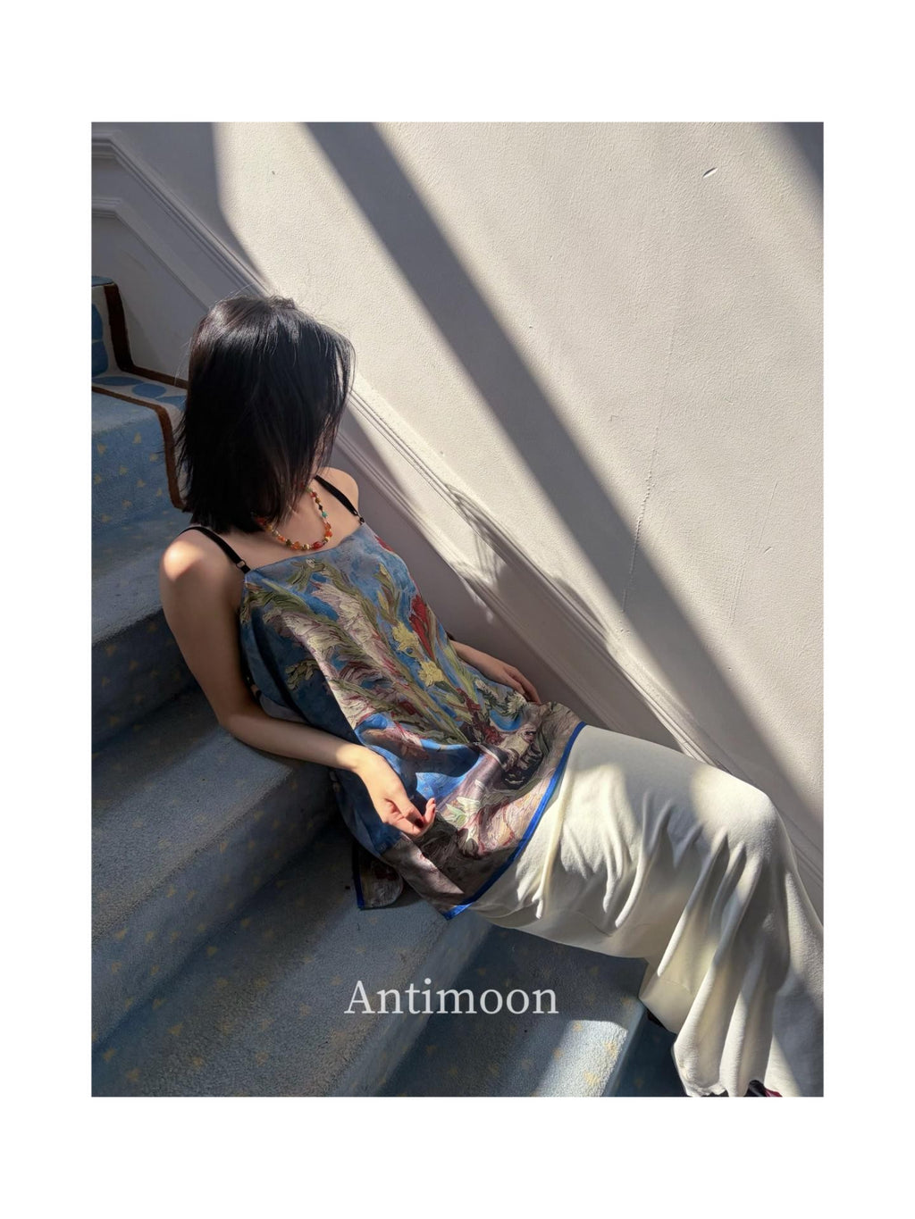 ANTIMOON Reversible Oil Painting Print New Chinese Style Women's Polyester Camisoles
