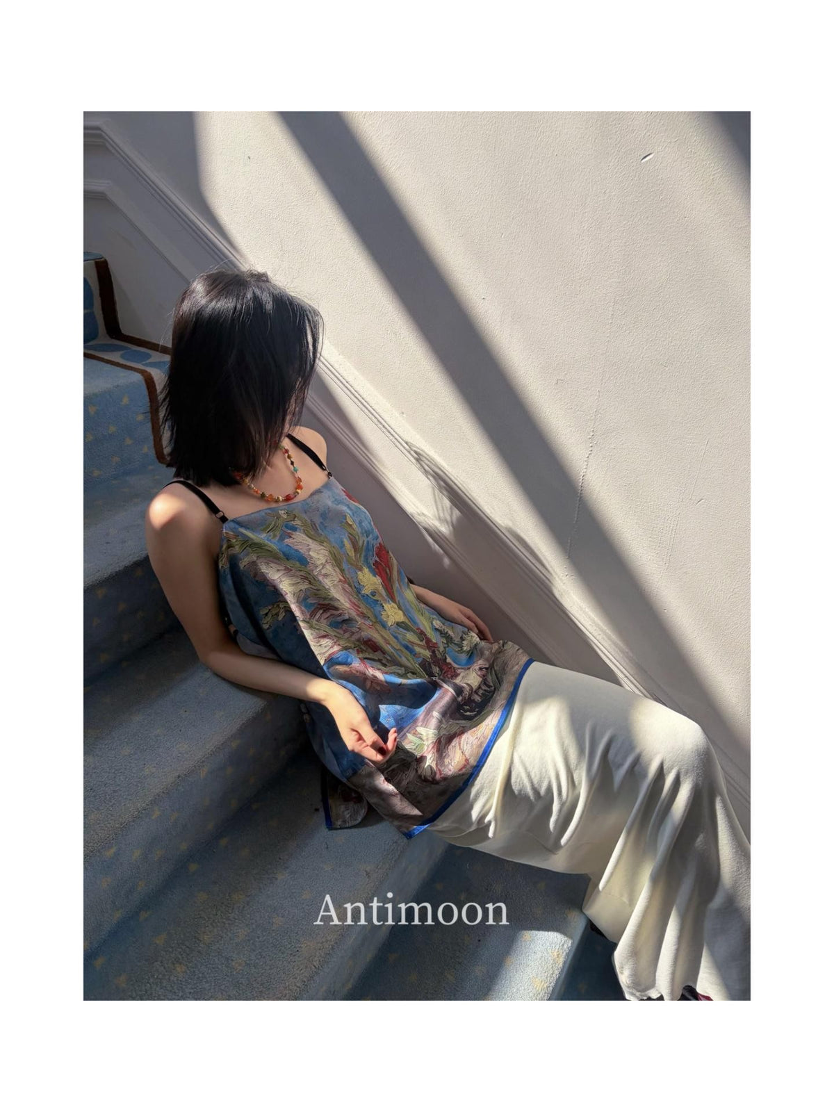 ANTIMOON Reversible Oil Painting Print New Chinese Style Women's Polyester Camisoles