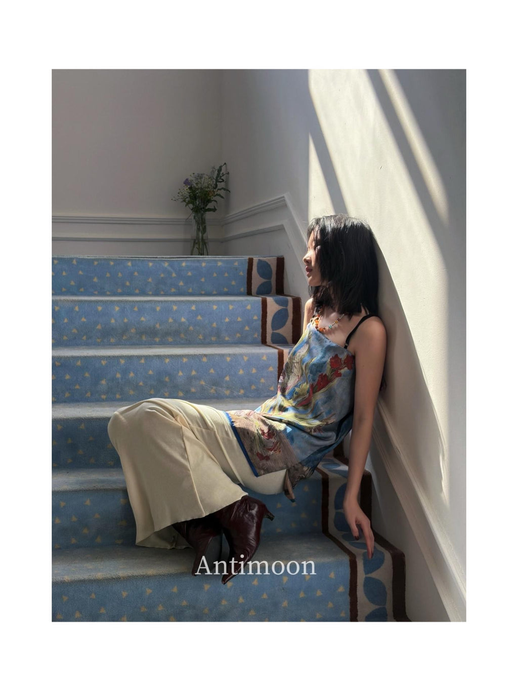ANTIMOON Reversible Oil Painting Print New Chinese Style Women's Polyester Camisoles
