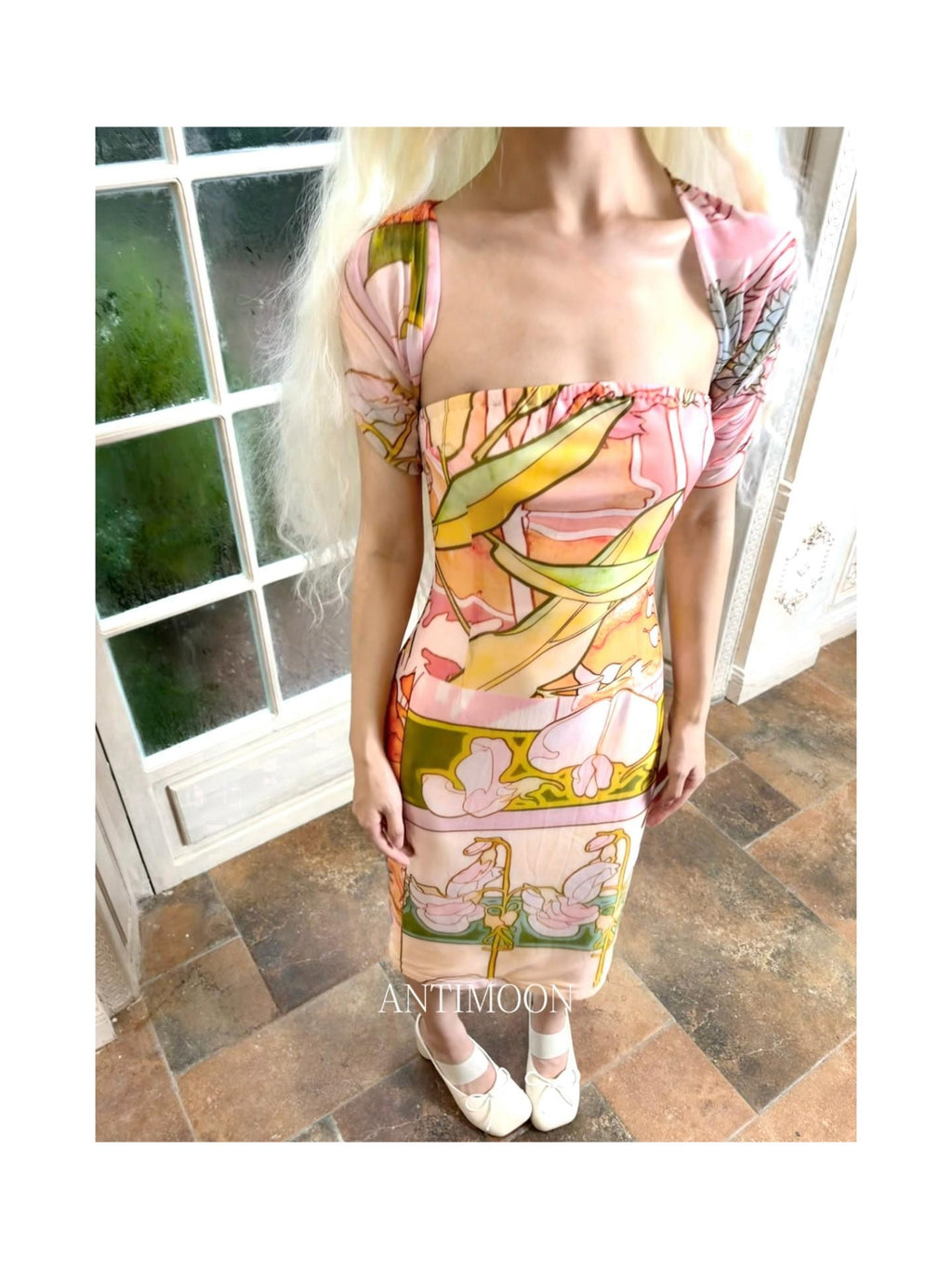 ANTIMOON Romantic Floral Print Strapless Women's Polyester Boho Maxi Dresses