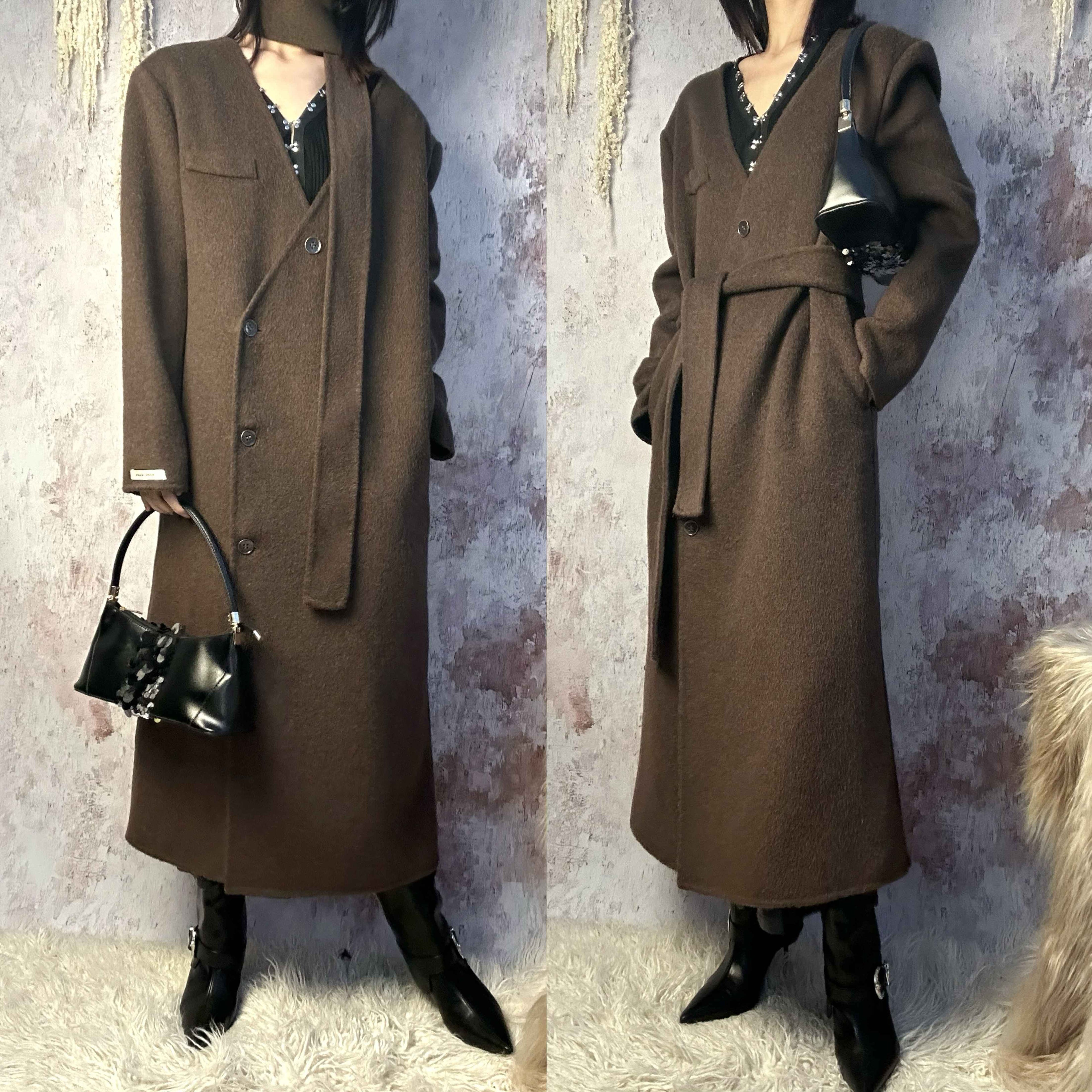 ANTIMOON_Runway_Double_Faced_Collarless_Padded_Shoulder_Women's_Australian_Wool_Long_Coats_847480579603_MISSTT