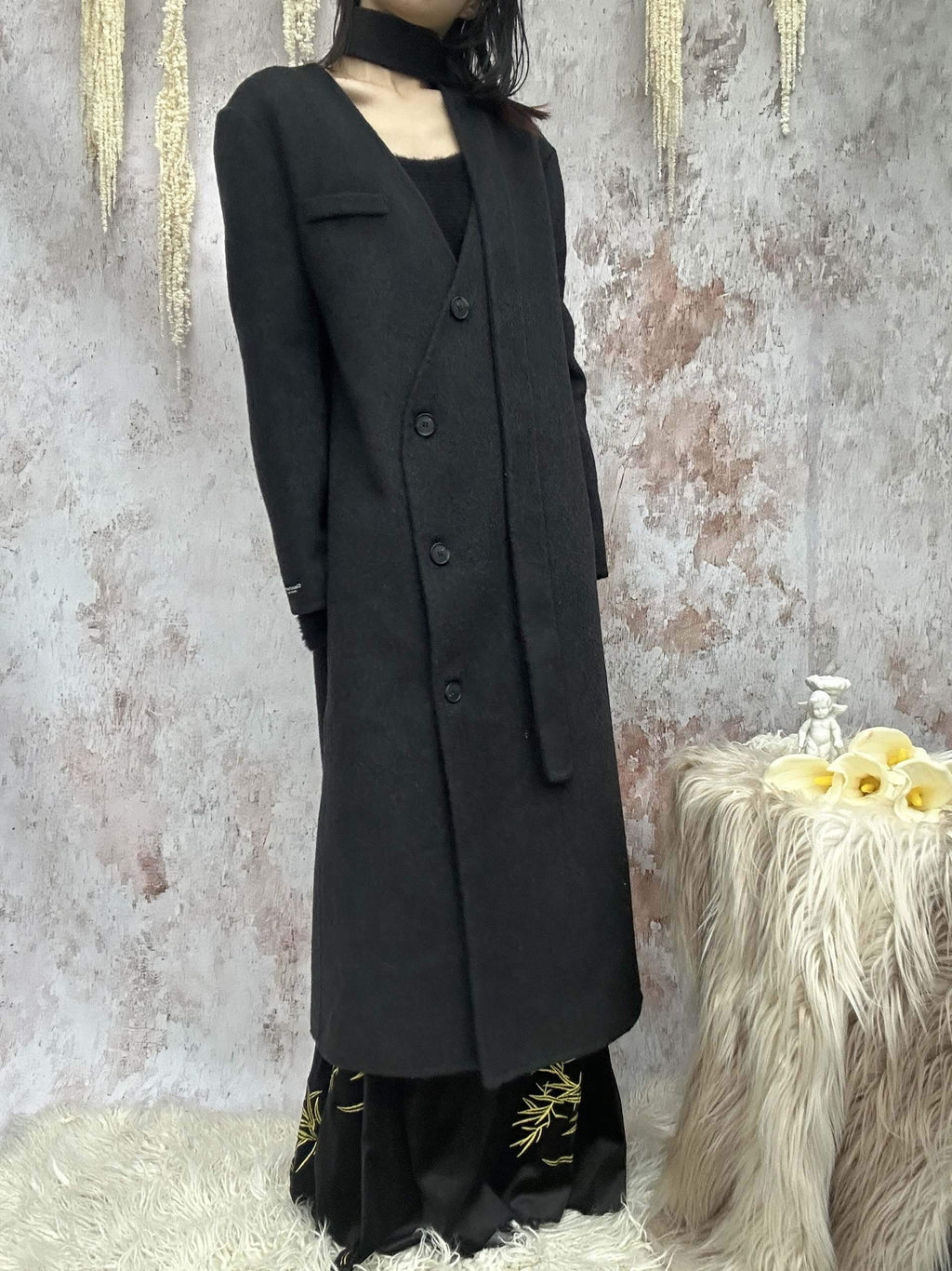 ANTIMOON_Runway_Double_Faced_Collarless_Padded_Shoulder_Women's_Australian_Wool_Long_Coats_847480579603_MISSTT