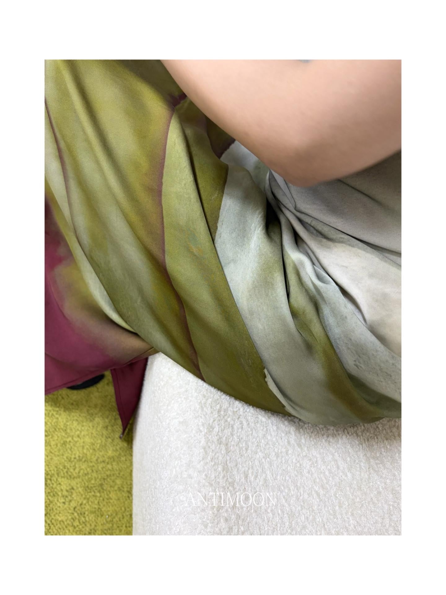 ANTIMOON Satin Gradient Print Halter Women's Viscose Boho Maxi Dresses