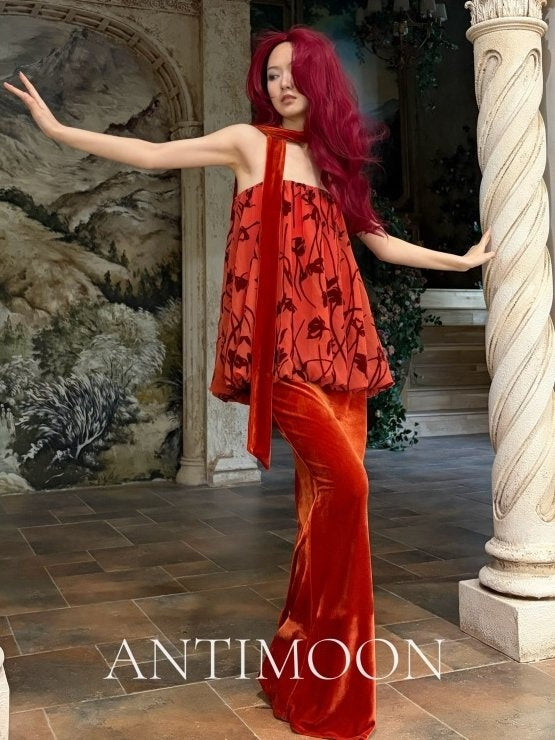 ANTIMOON_Scarlet_Vine_Romantic_Floral_Burnout_Vintage_Women's_Velvet_Matching_Skirt_Sets_1047330098586_MISSTT