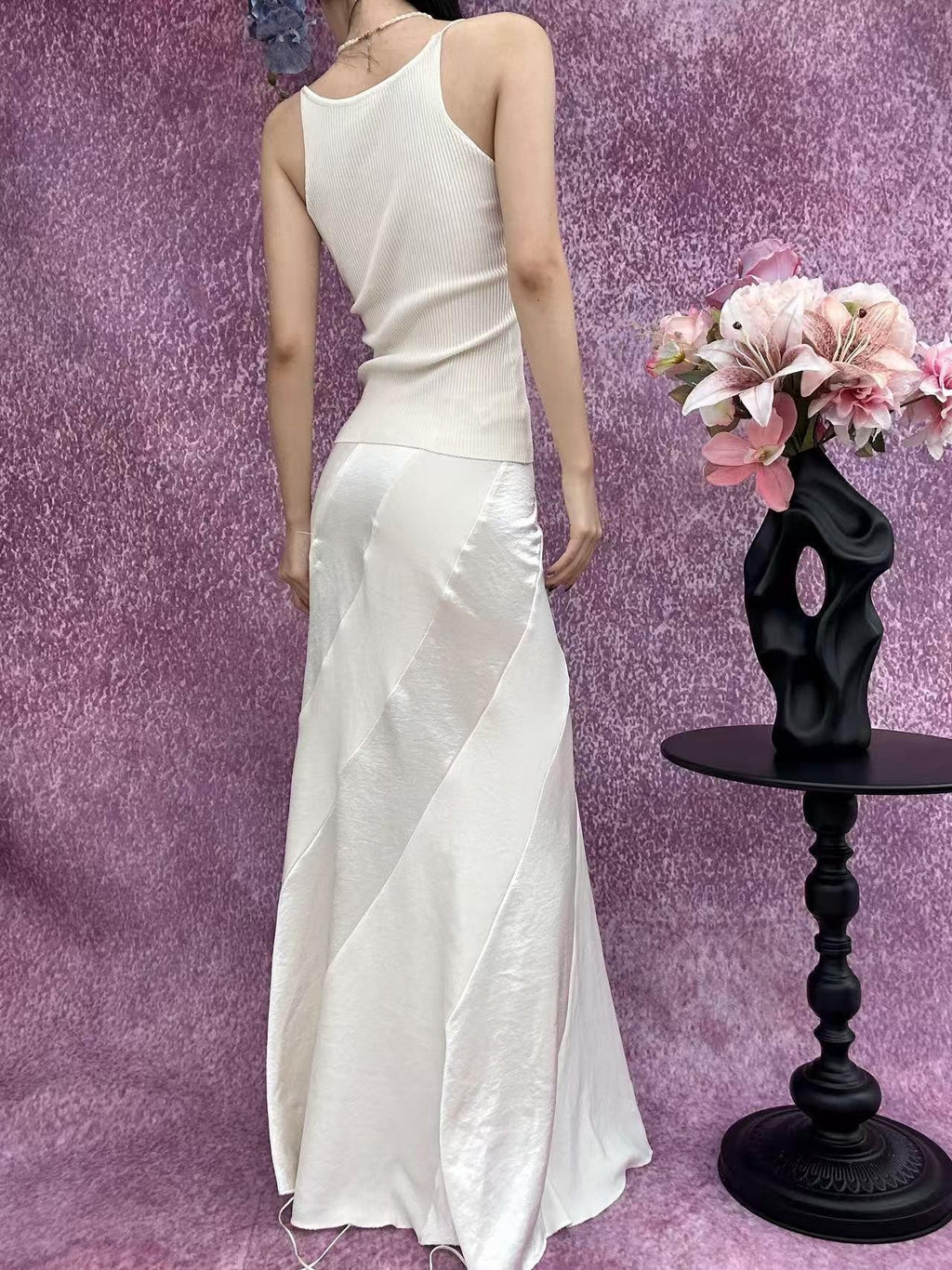 ANTIMOON Sheer 3d Trim Ribbon Ribbed French Women's Polyester Knit Camisoles