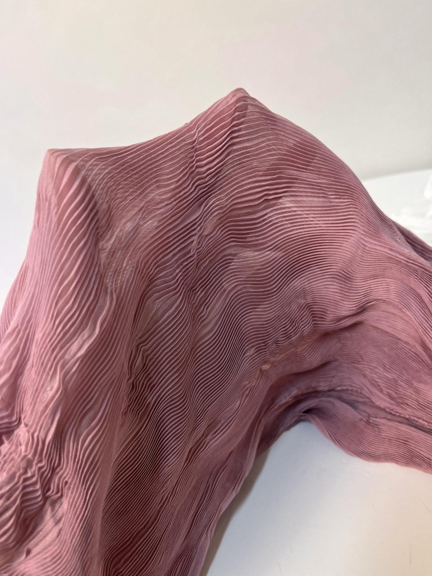 ANTIMOON Sheer Pleated Willow Stripe Five Tone Women's Polyester Short Sleeve T-shirts