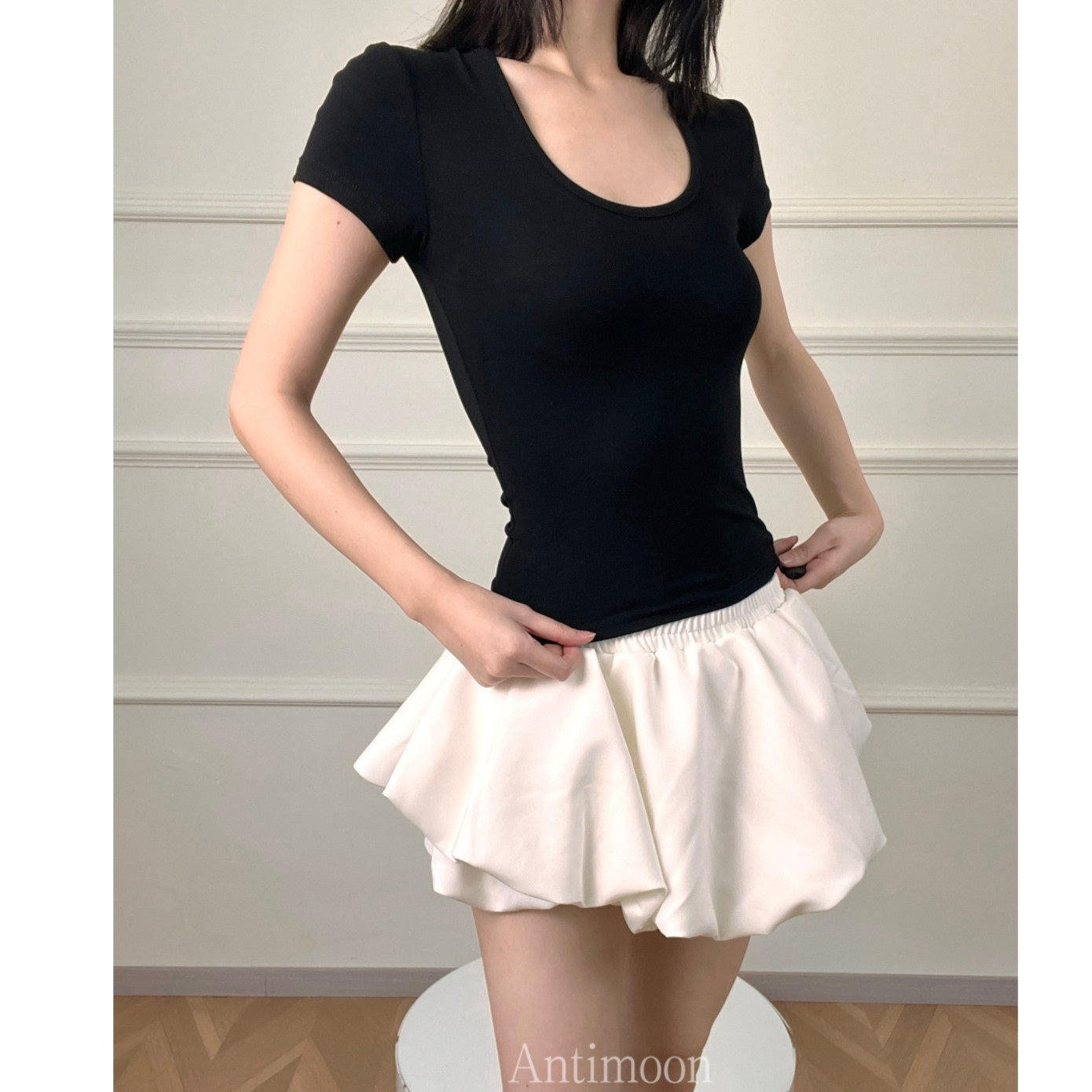 ANTIMOON_Slim_Fit_U_Neck_Short_Sleeve_Women's_Viscose_Blend_Basic_T-shirts_1030836147600_MISSTT