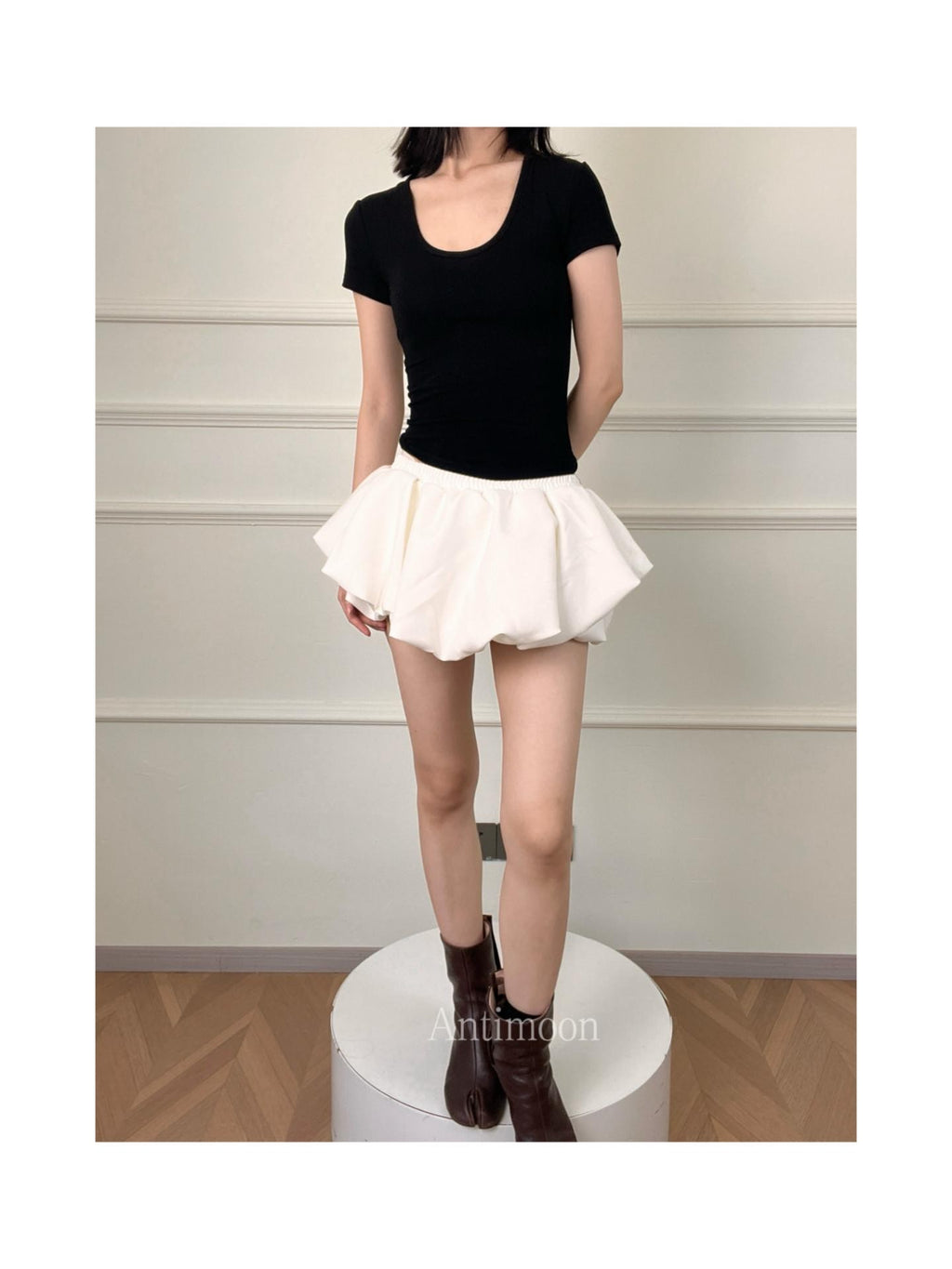ANTIMOON Slim Fit U Neck Short Sleeve Women's Viscose Blend Basic T-shirts
