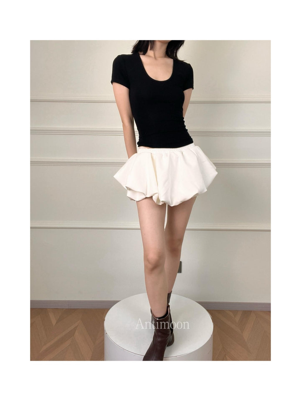 ANTIMOON Slim Fit U Neck Short Sleeve Women's Viscose Blend Basic T-shirts