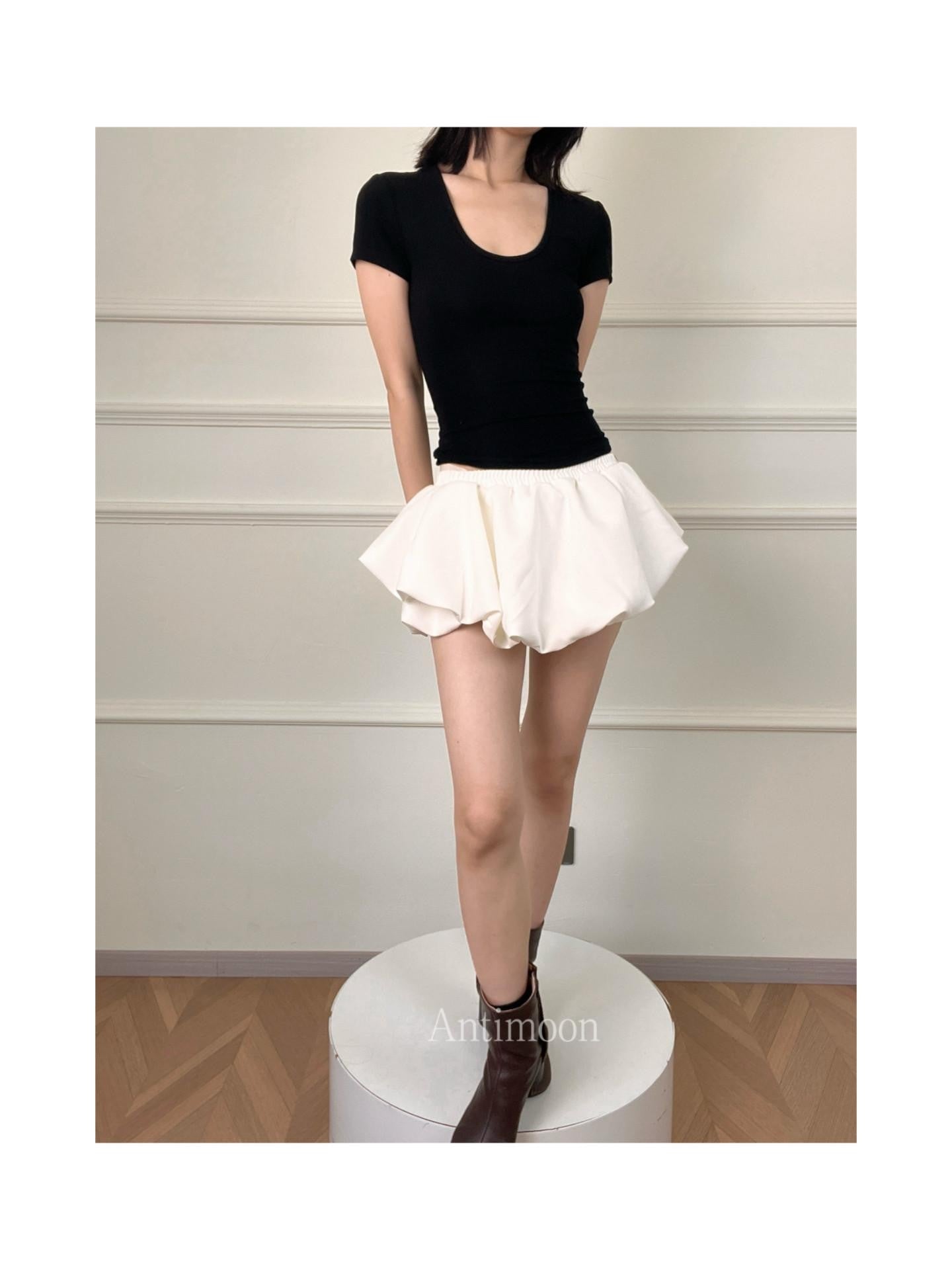ANTIMOON Slim Fit U Neck Short Sleeve Women's Viscose Blend Basic T-shirts