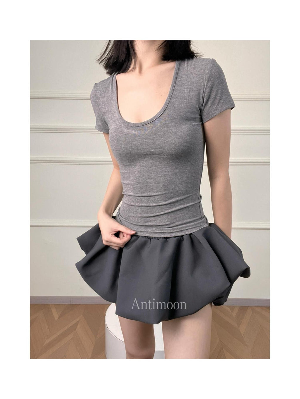 ANTIMOON Slim Fit U Neck Short Sleeve Women's Viscose Blend Basic T-shirts