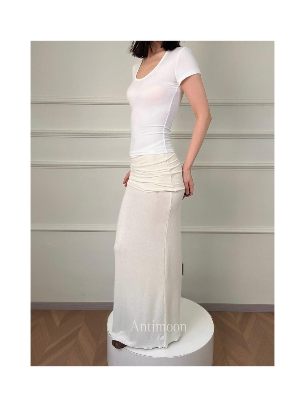 ANTIMOON Slim Fit U Neck Short Sleeve Women's Viscose Blend Basic T-shirts