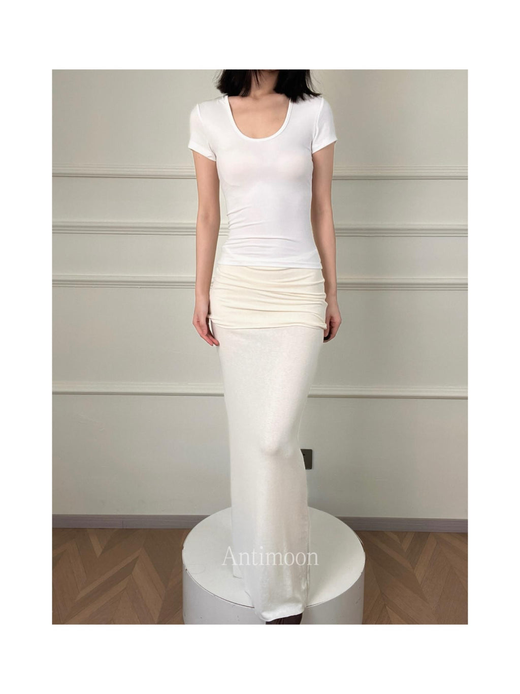ANTIMOON Slim Fit U Neck Short Sleeve Women's Viscose Blend Basic T-shirts