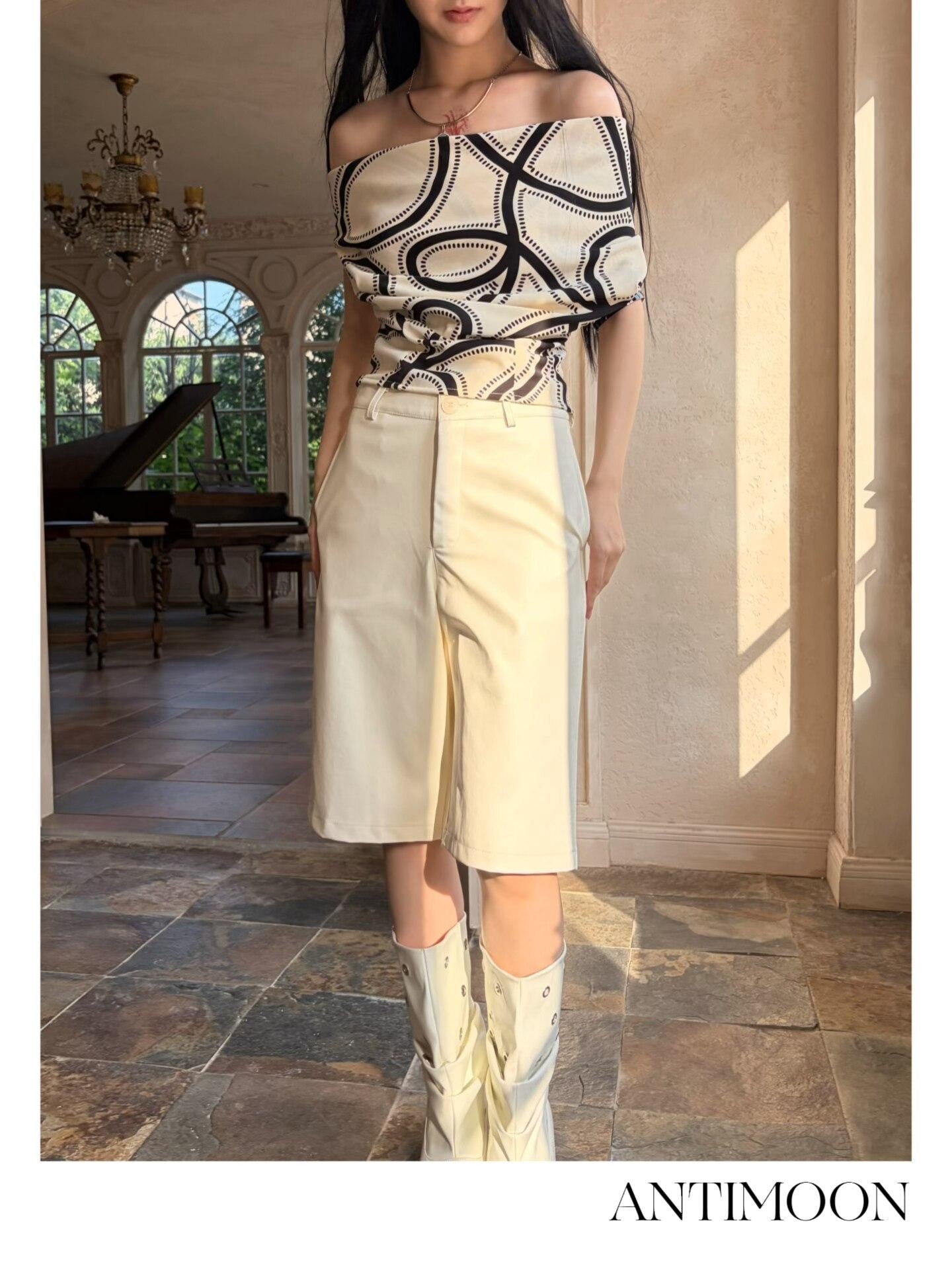 ANTIMOON Structured Waterproof Straight Women's Pu Leather Bermuda Shorts