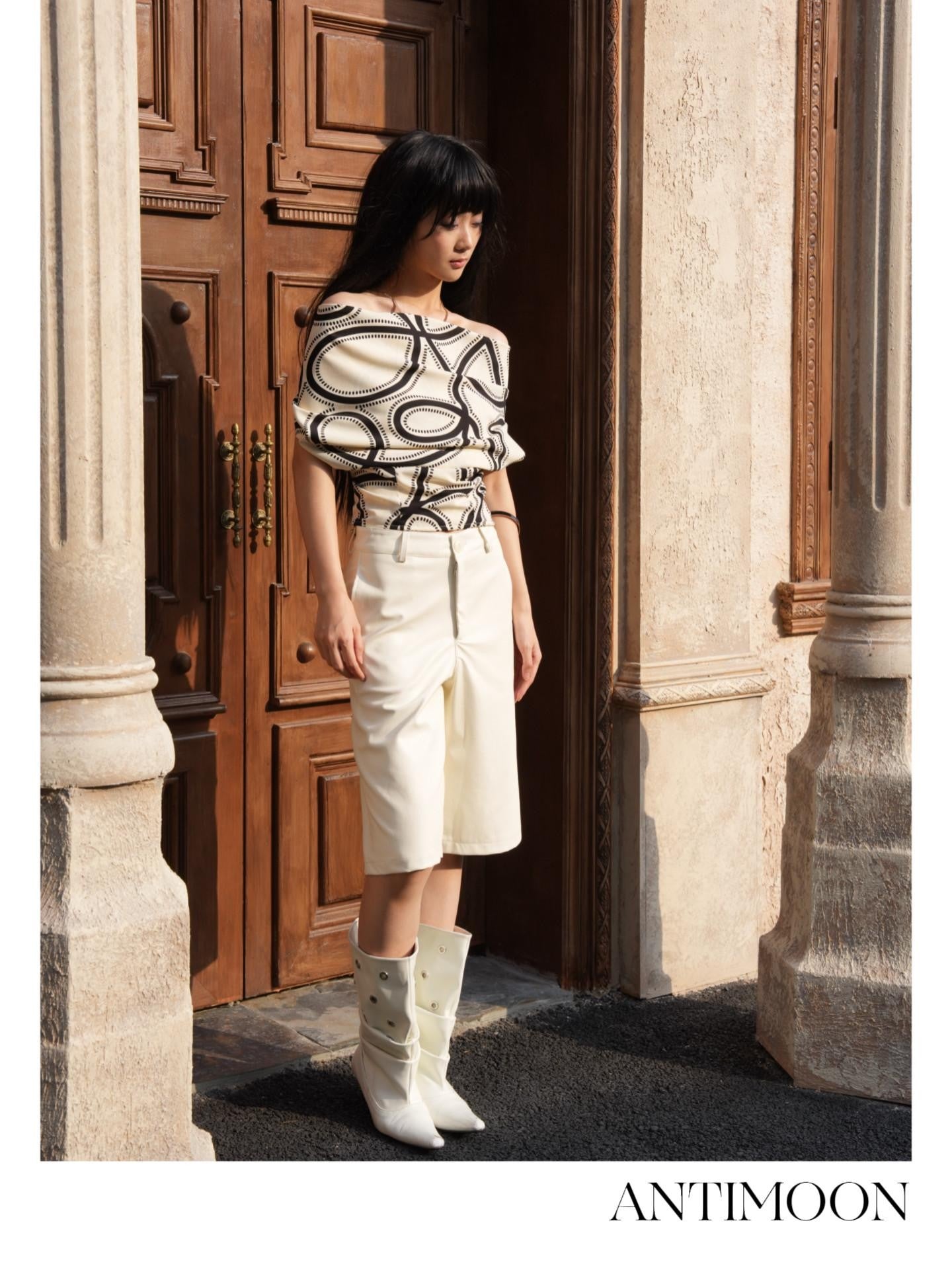 ANTIMOON Structured Waterproof Straight Women's Pu Leather Bermuda Shorts