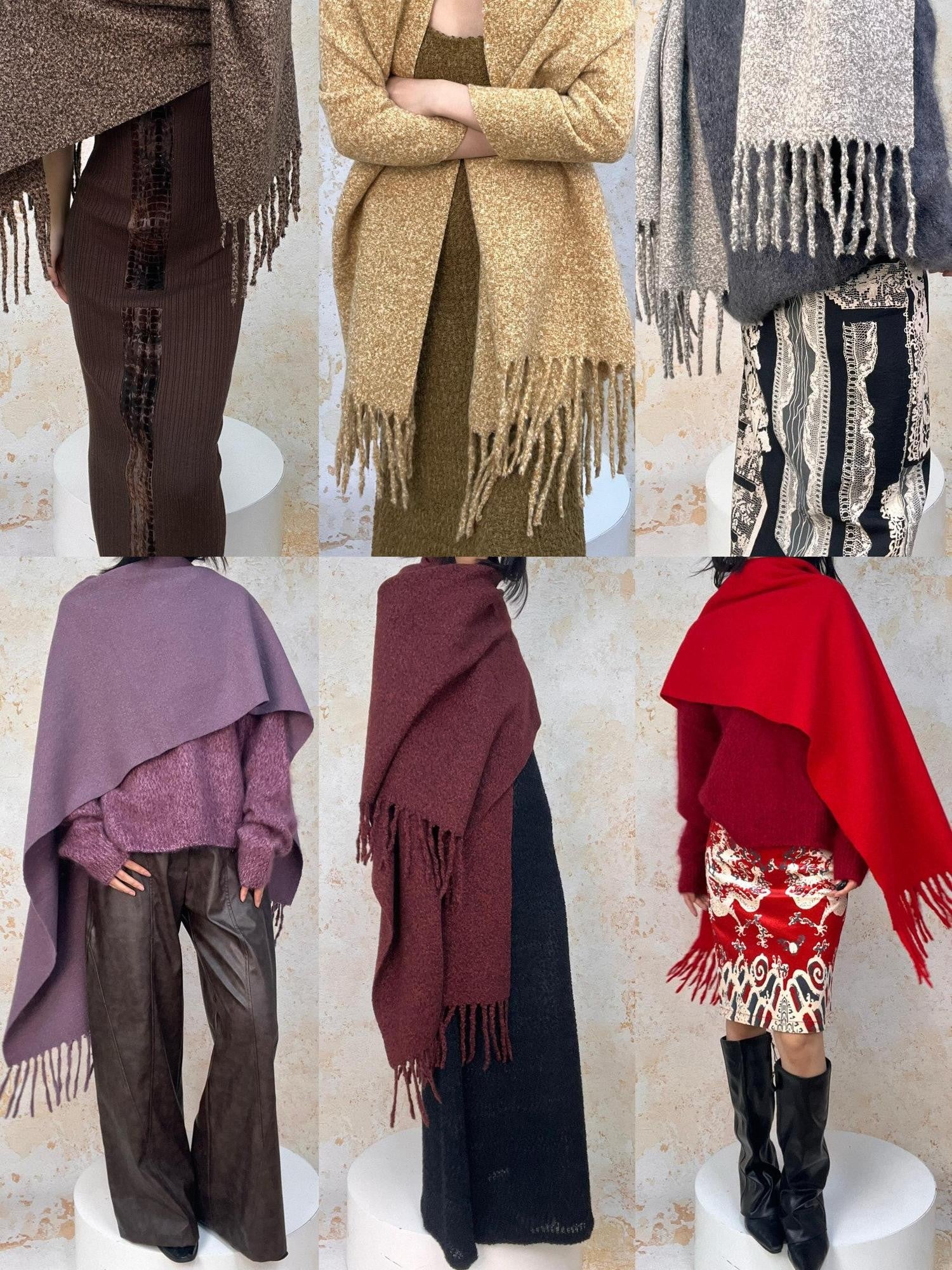 ANTIMOON Thick Soft Tassel Oversized Women's Polyester Scarves & Shawls