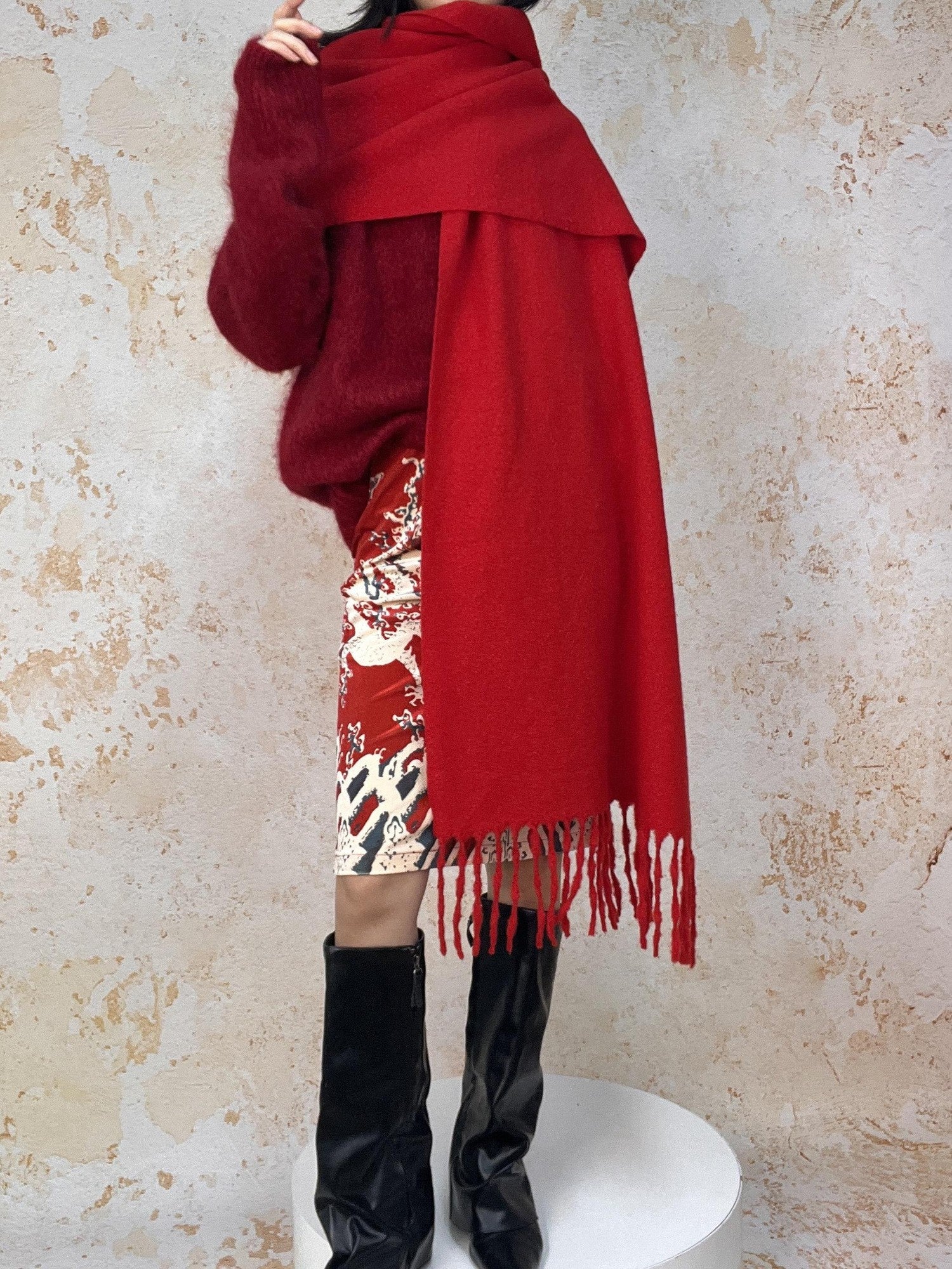 ANTIMOON Thick Soft Tassel Oversized Women's Polyester Scarves & Shawls
