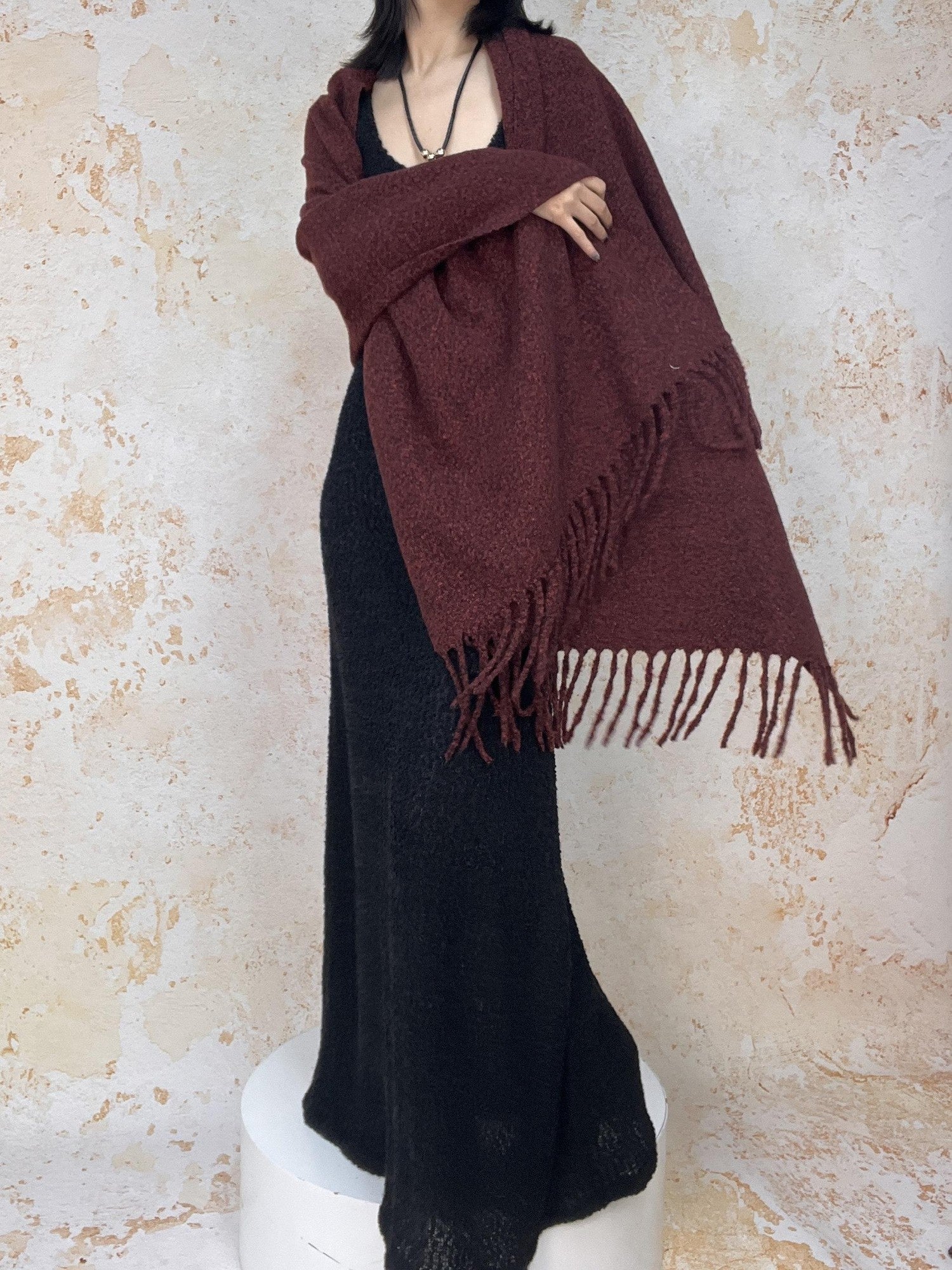 ANTIMOON Thick Soft Tassel Oversized Women's Polyester Scarves & Shawls