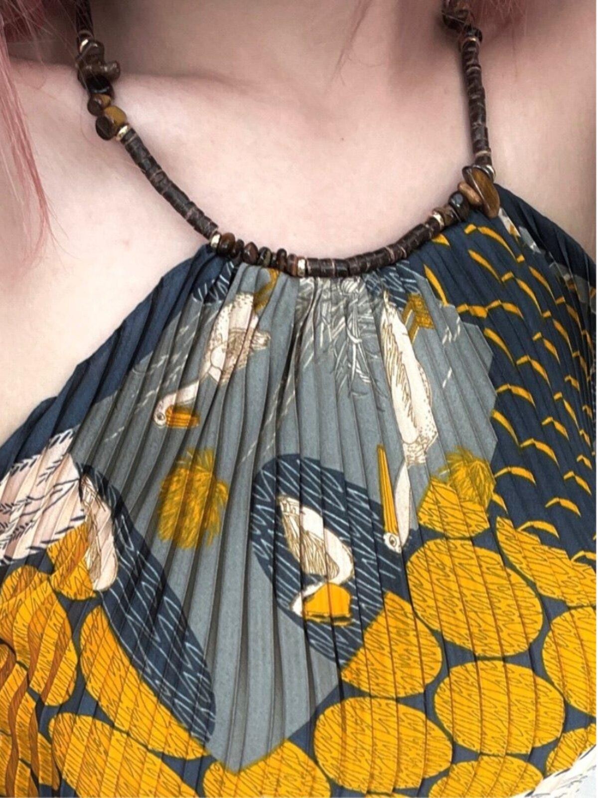 ANTIMOON Tiger Eye Print Pleated Backless Women's Polyester Halter Tops