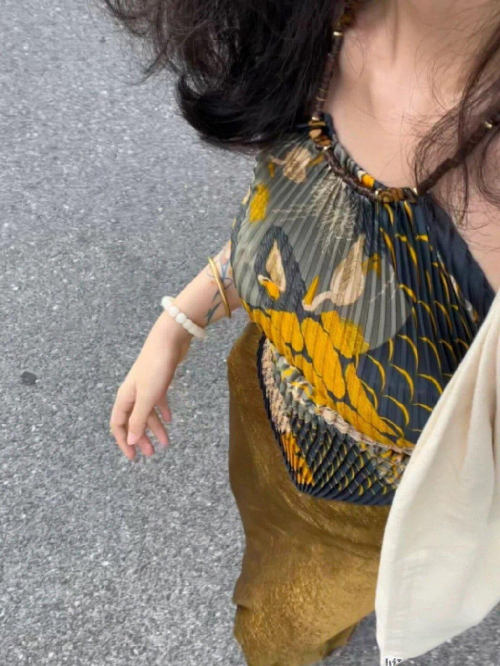ANTIMOON Tiger Eye Print Pleated Backless Women's Polyester Halter Tops