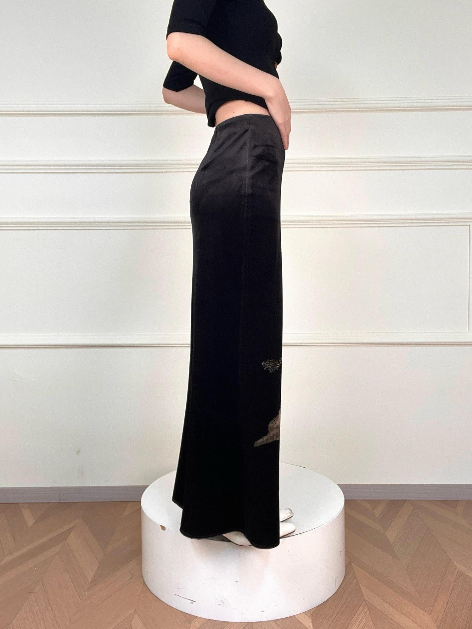 ANTIMOON Tiger Print Pleated High Waist Pencil Women's Velvet Midi Skirts